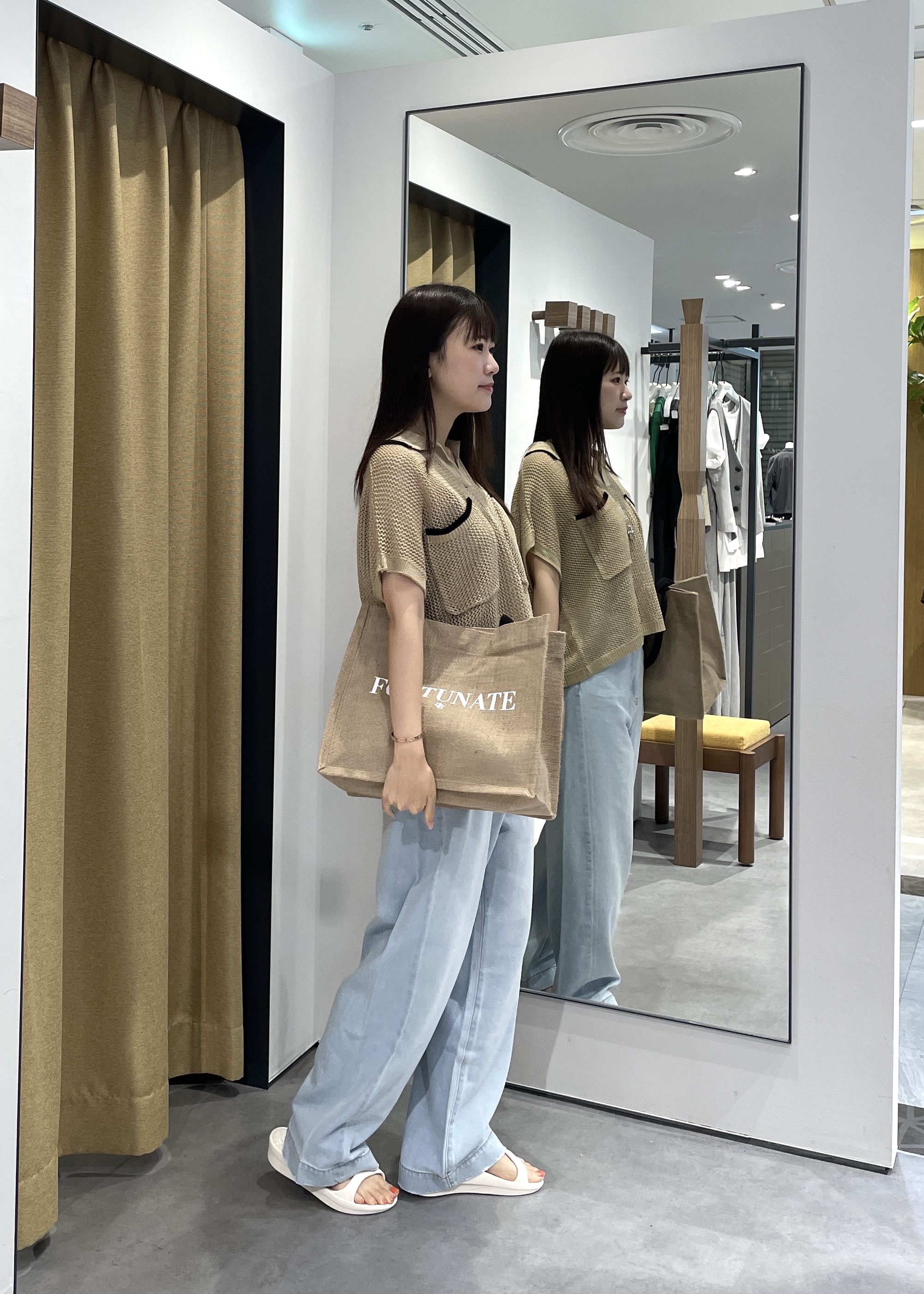 Renoさんの「INDIVI｜メッシュポロドルマンニット」を使ったコーディネート