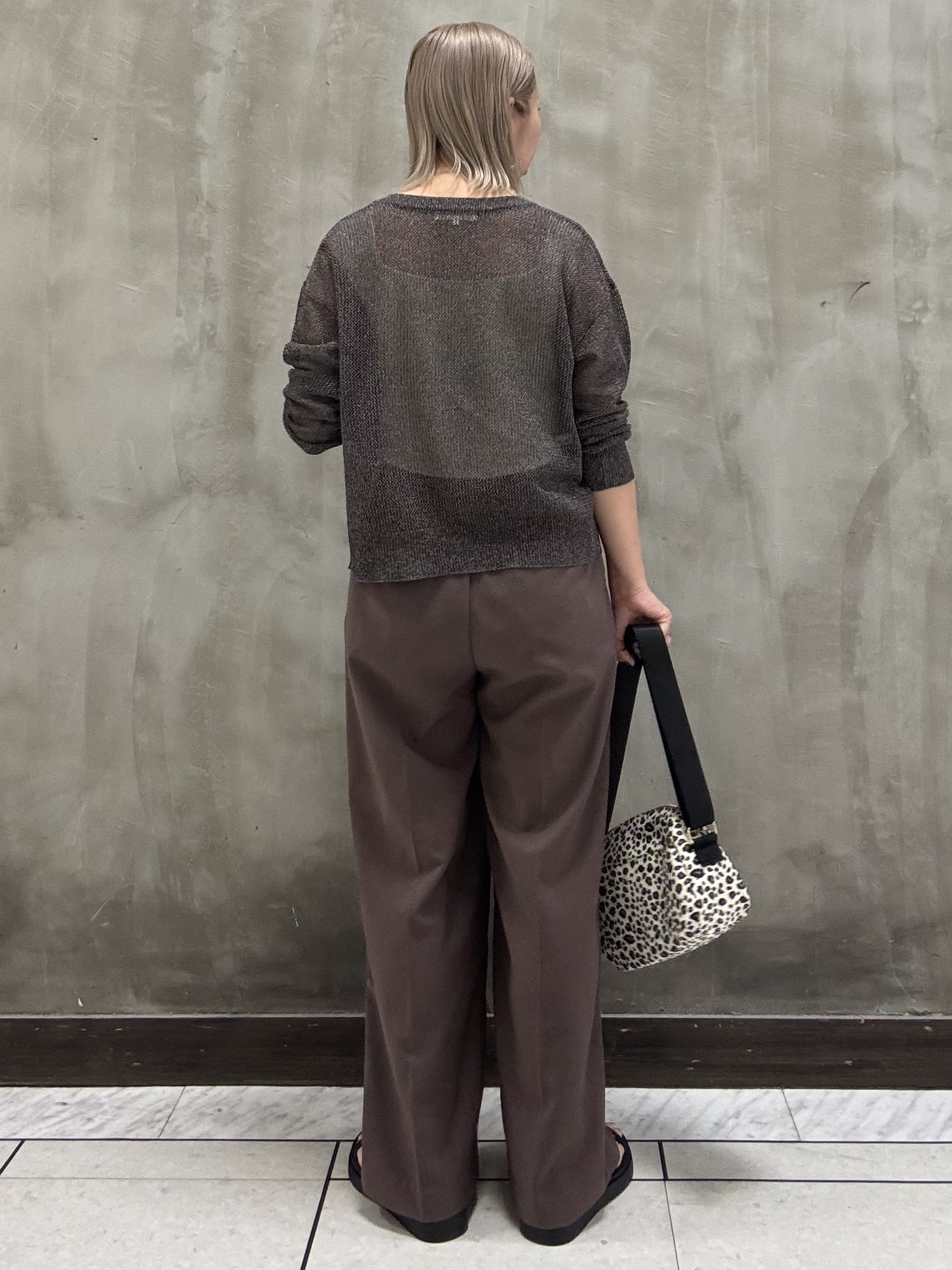minaさんの「grove｜ラメメッシュキーネックカーディガン」を使ったコーディネート
