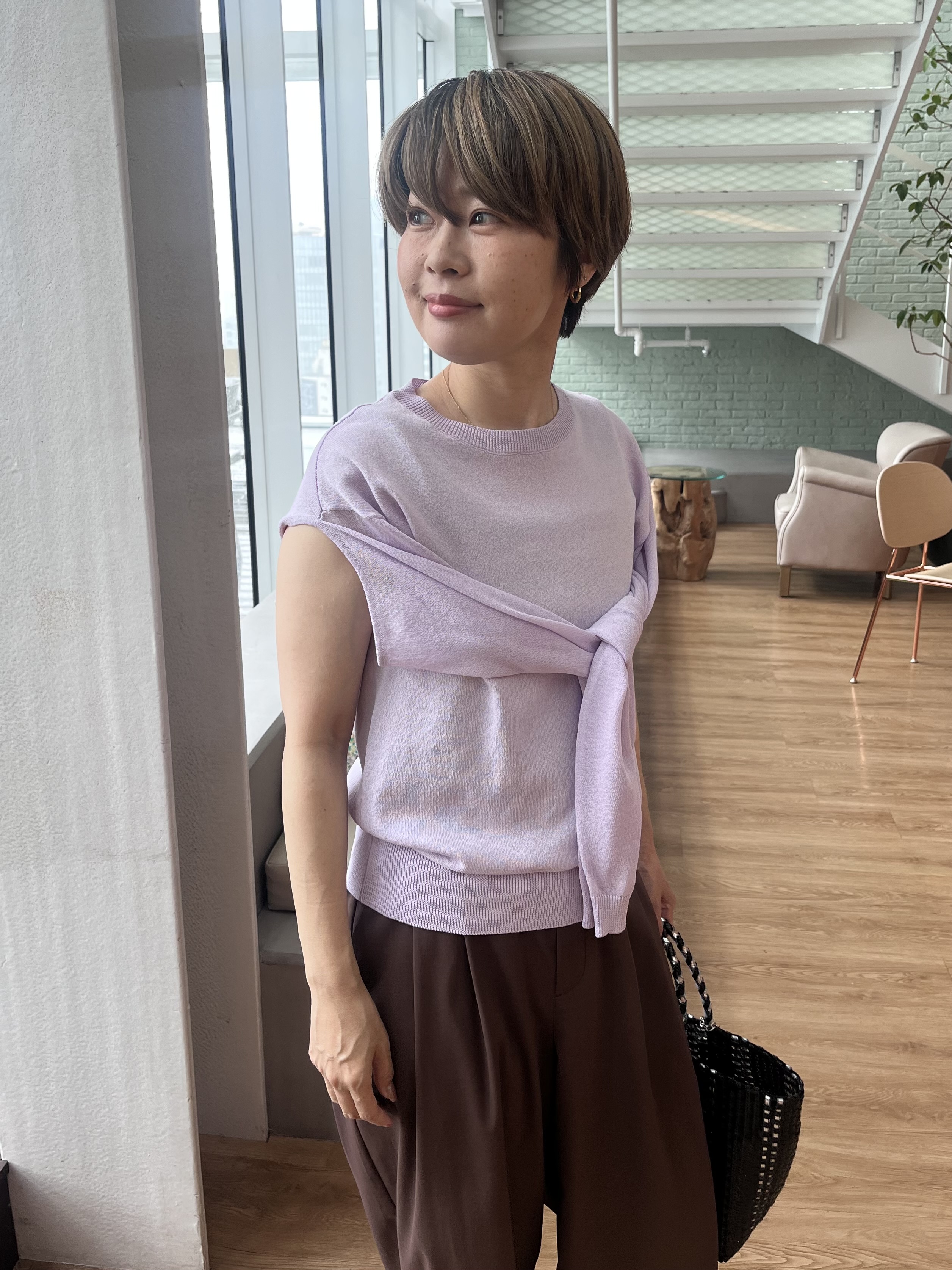 Mariko.Sさんの「OPAQUE.CLIP｜袖結び2WAYニット【洗濯機OK】」を使ったコーディネート