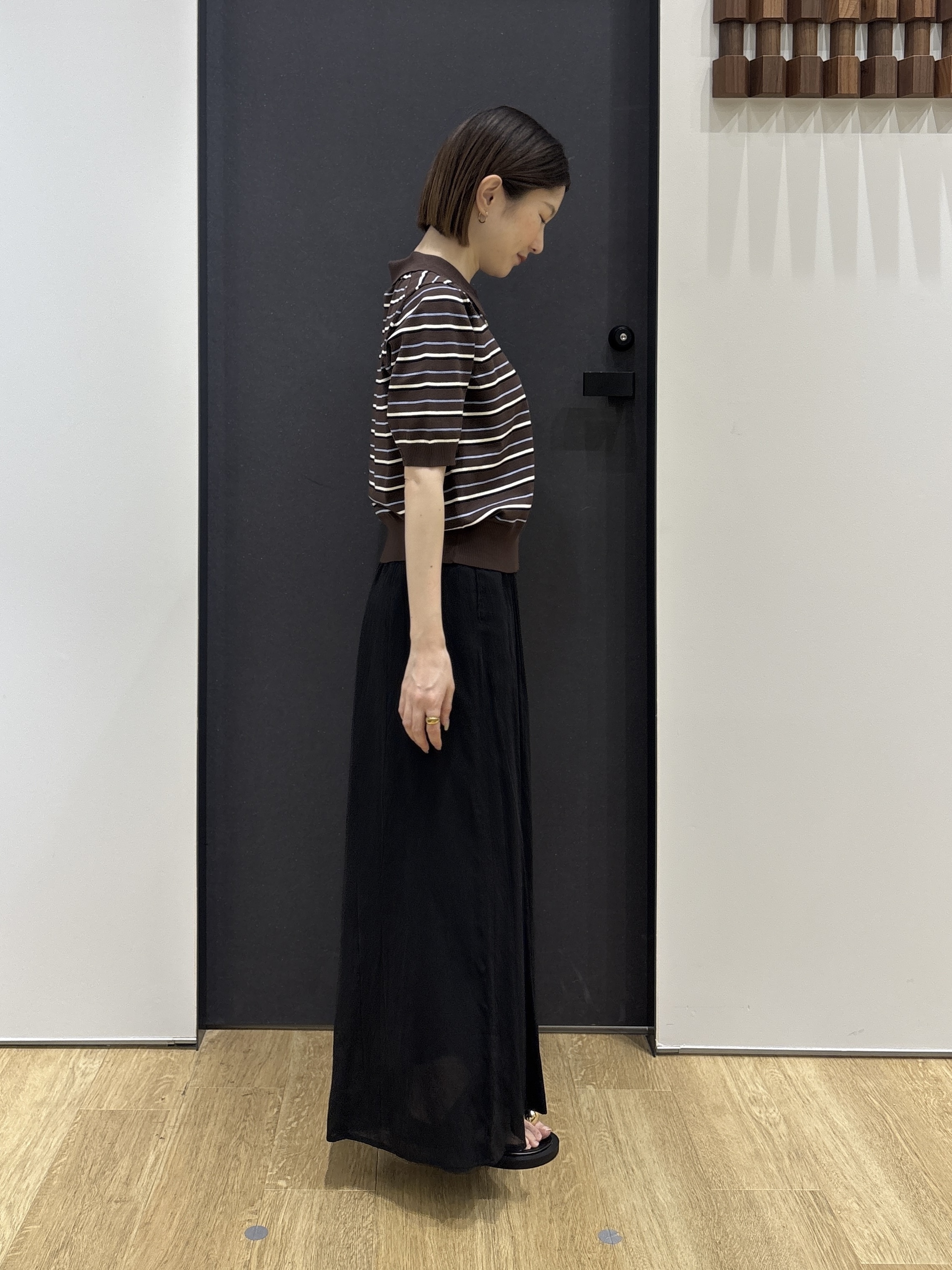 risaさんの「Dessin｜ポロ襟 ハーフスリーブニット」を使ったコーディネート