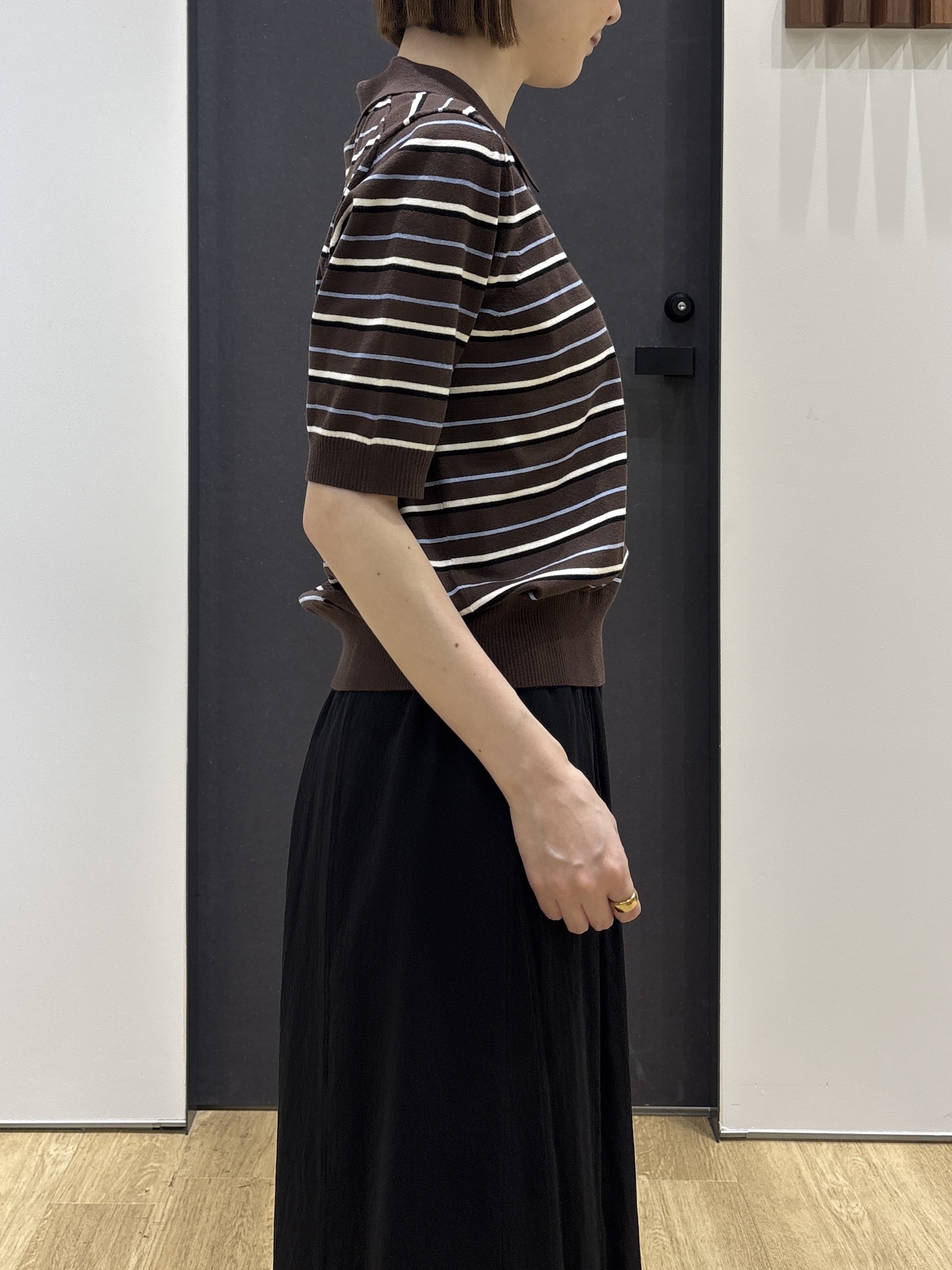 risaさんの「Dessin｜ポロ襟 ハーフスリーブニット」を使ったコーディネート
