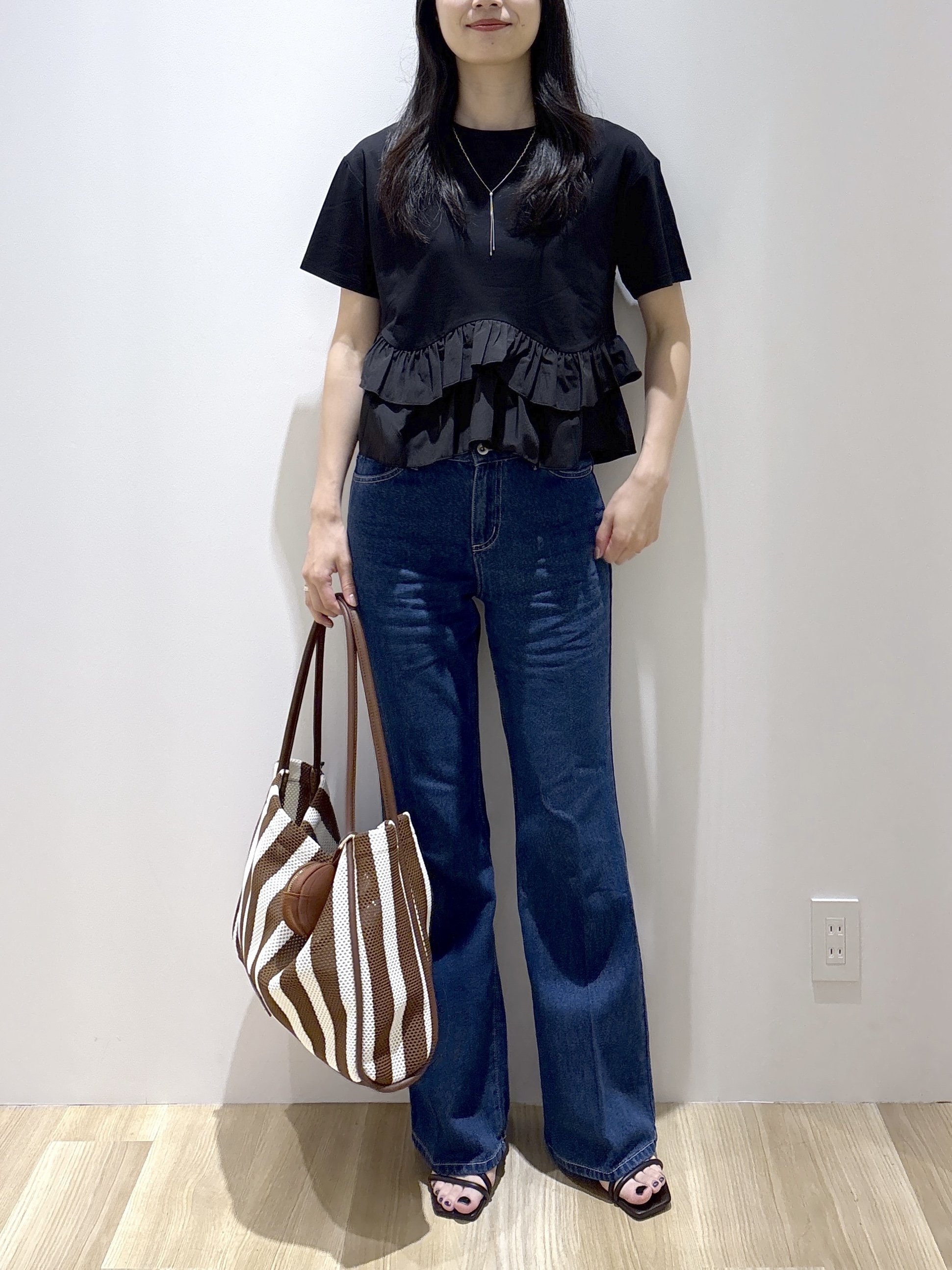 sachikoさんの「OPAQUE.CLIP｜裾フリルドッキングTシャツ【洗濯機OK】」を使ったコーディネート
