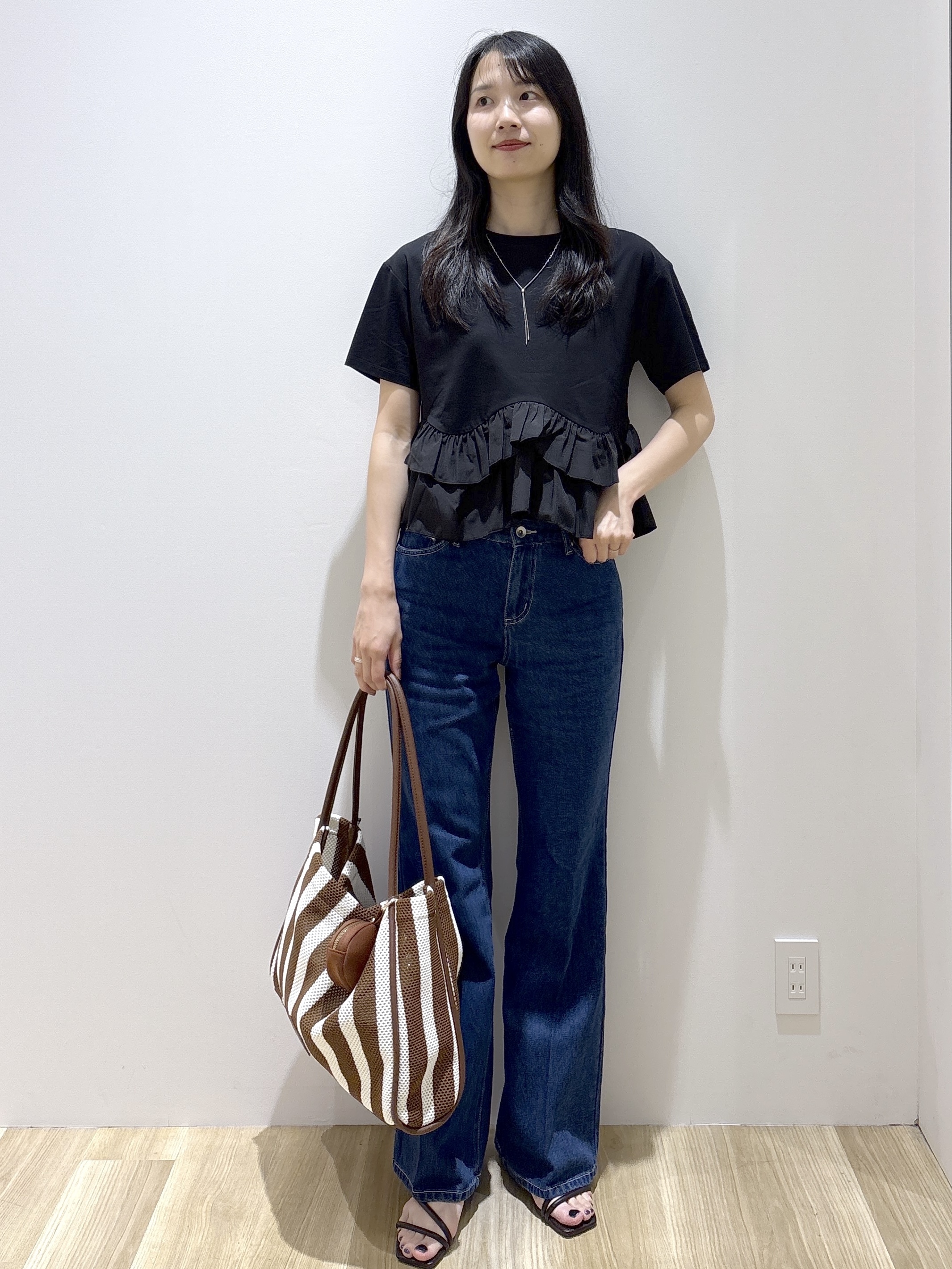 sachikoさんの「OPAQUE.CLIP｜裾フリルドッキングTシャツ【洗濯機OK】」を使ったコーディネート