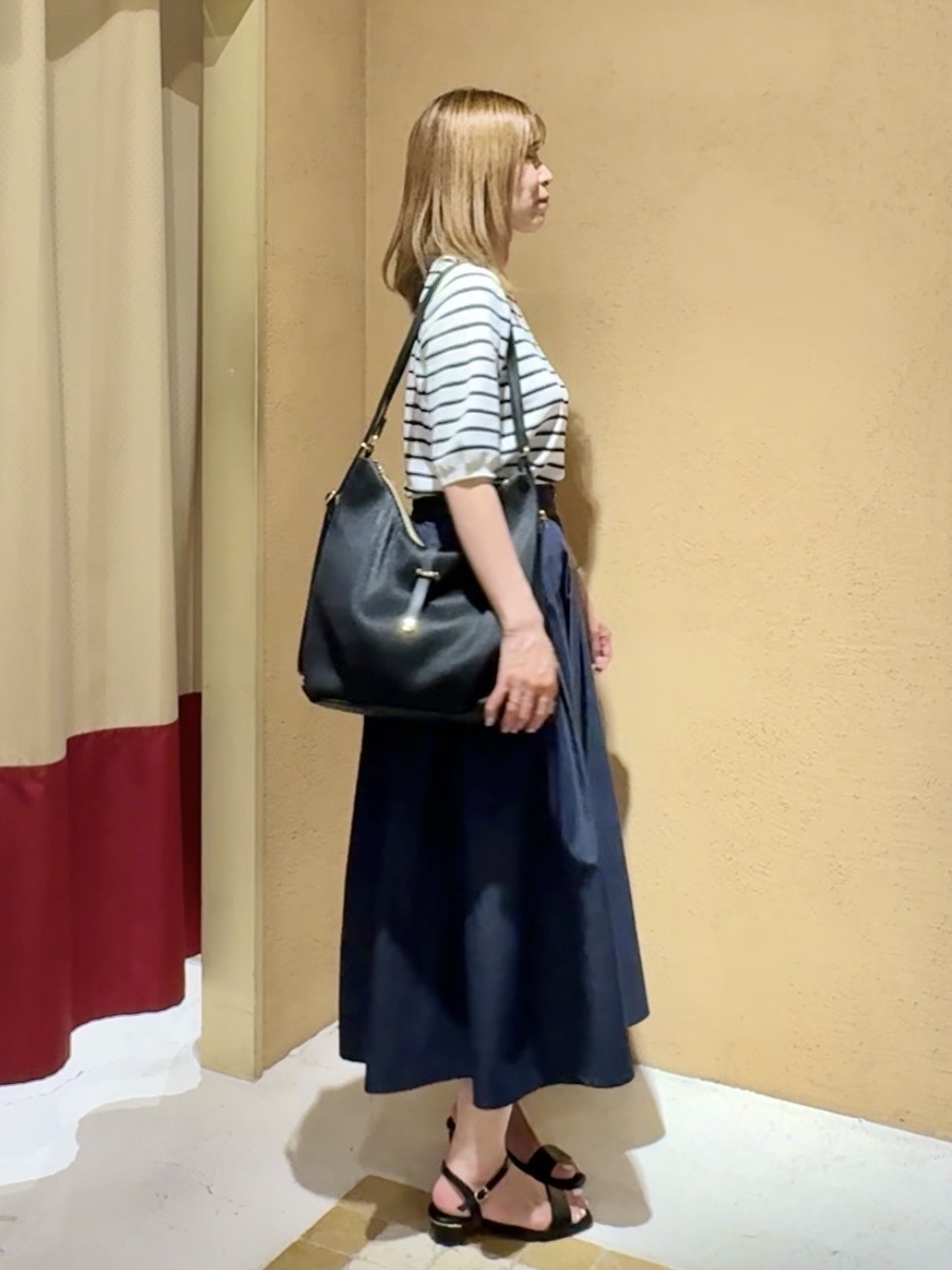さち。さんの「grove｜【シリーズ累計36万枚/UVカット・ひんやり・洗濯機OK】やわらかドライタッチ 五分袖クルーネックニ」を使ったコーディネート