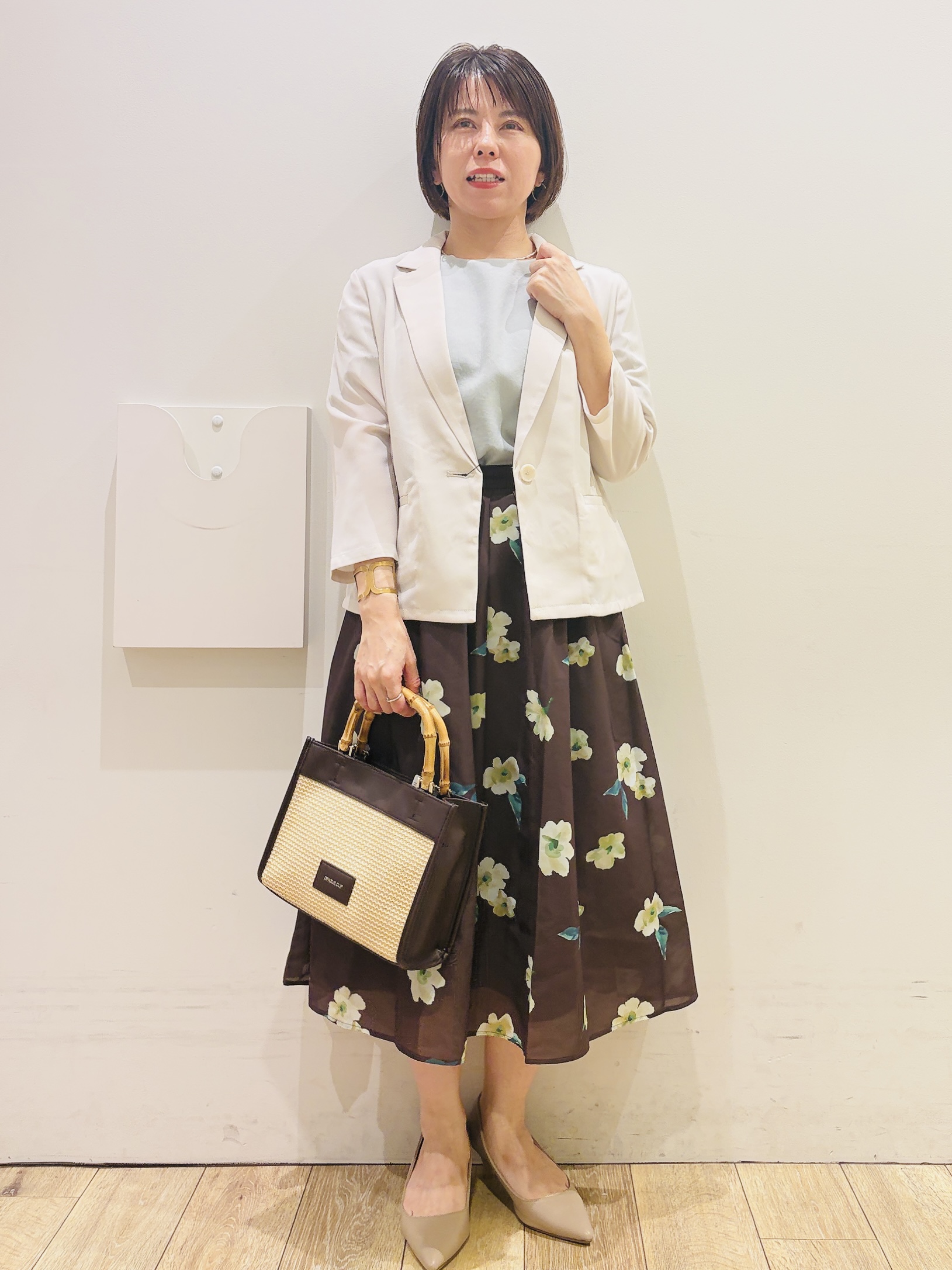 YUKOさんの「index｜【接触冷感／防シワ】ひんやり7分袖テーラードジャケット《洗濯機OK》」を使ったコーディネート