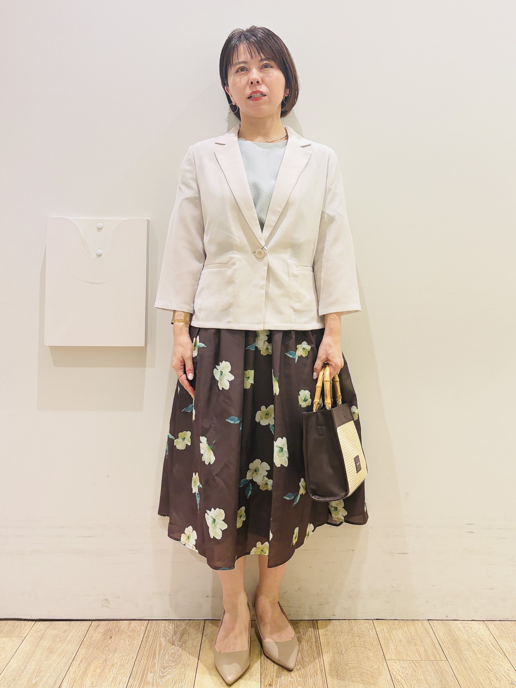 YUKOさんの「index｜【接触冷感／防シワ】ひんやり7分袖テーラードジャケット《洗濯機OK》」を使ったコーディネート