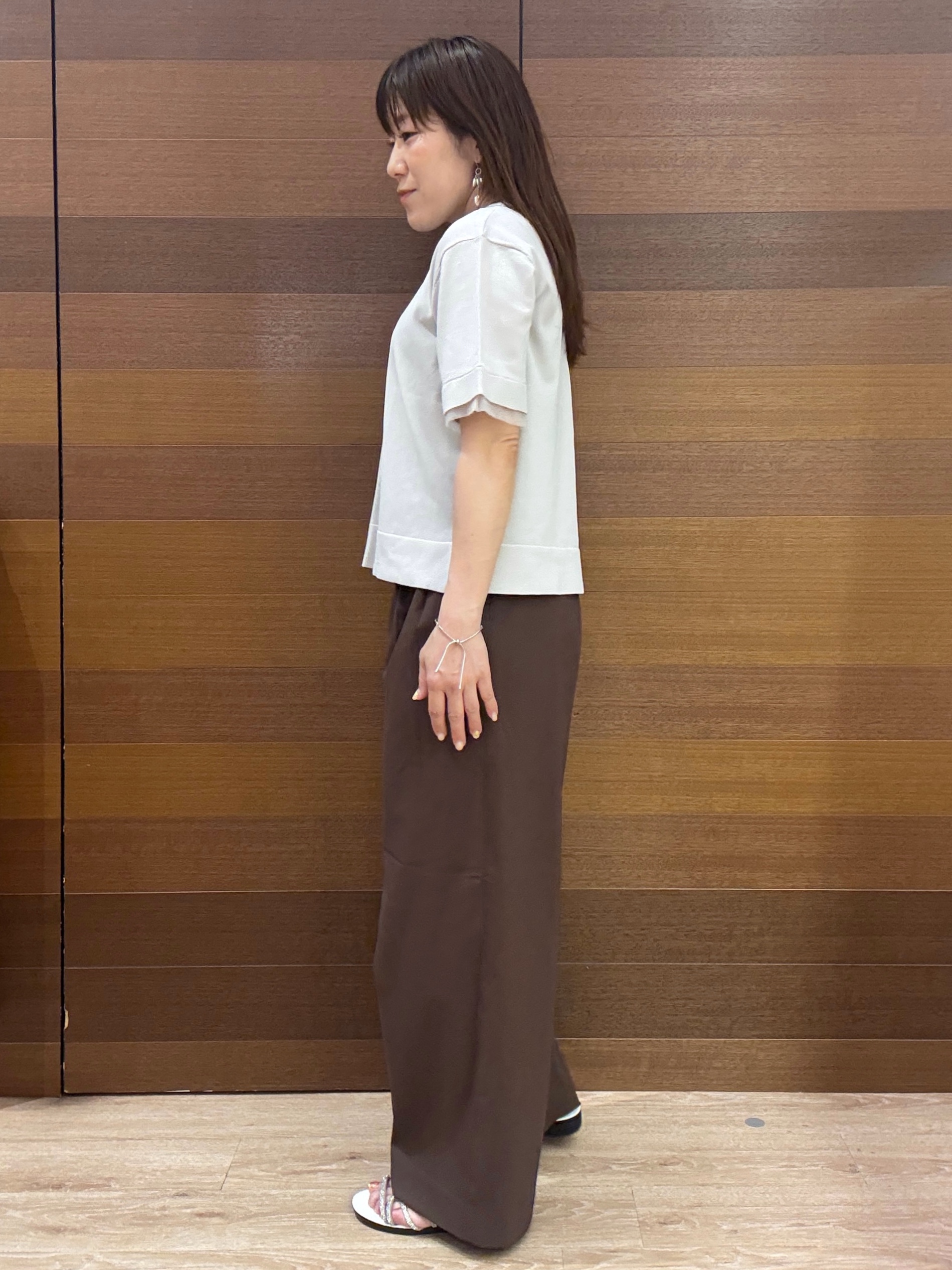 maichiさんの「OPAQUE.CLIP｜【UV／接触冷感／抗ピル】シアー＆レイヤード風さらりニット《洗濯機OK》」を使ったコーディネート