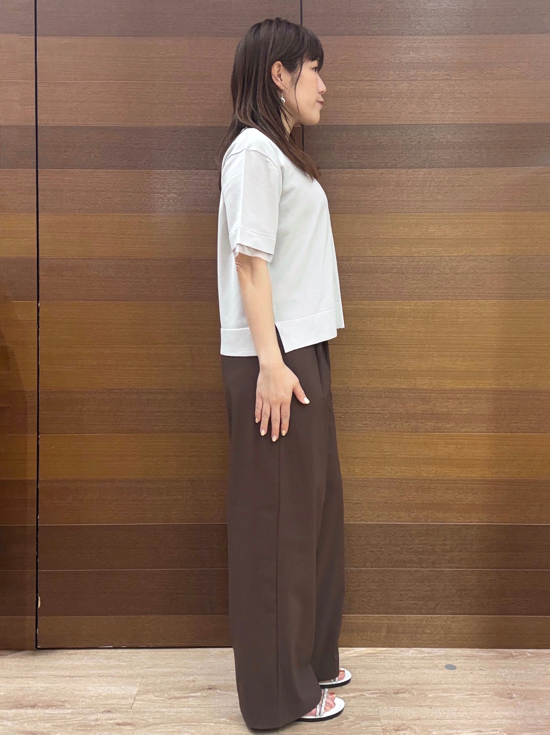 maichiさんの「OPAQUE.CLIP｜【UV／接触冷感／抗ピル】シアー＆レイヤード風さらりニット《洗濯機OK》」を使ったコーディネート