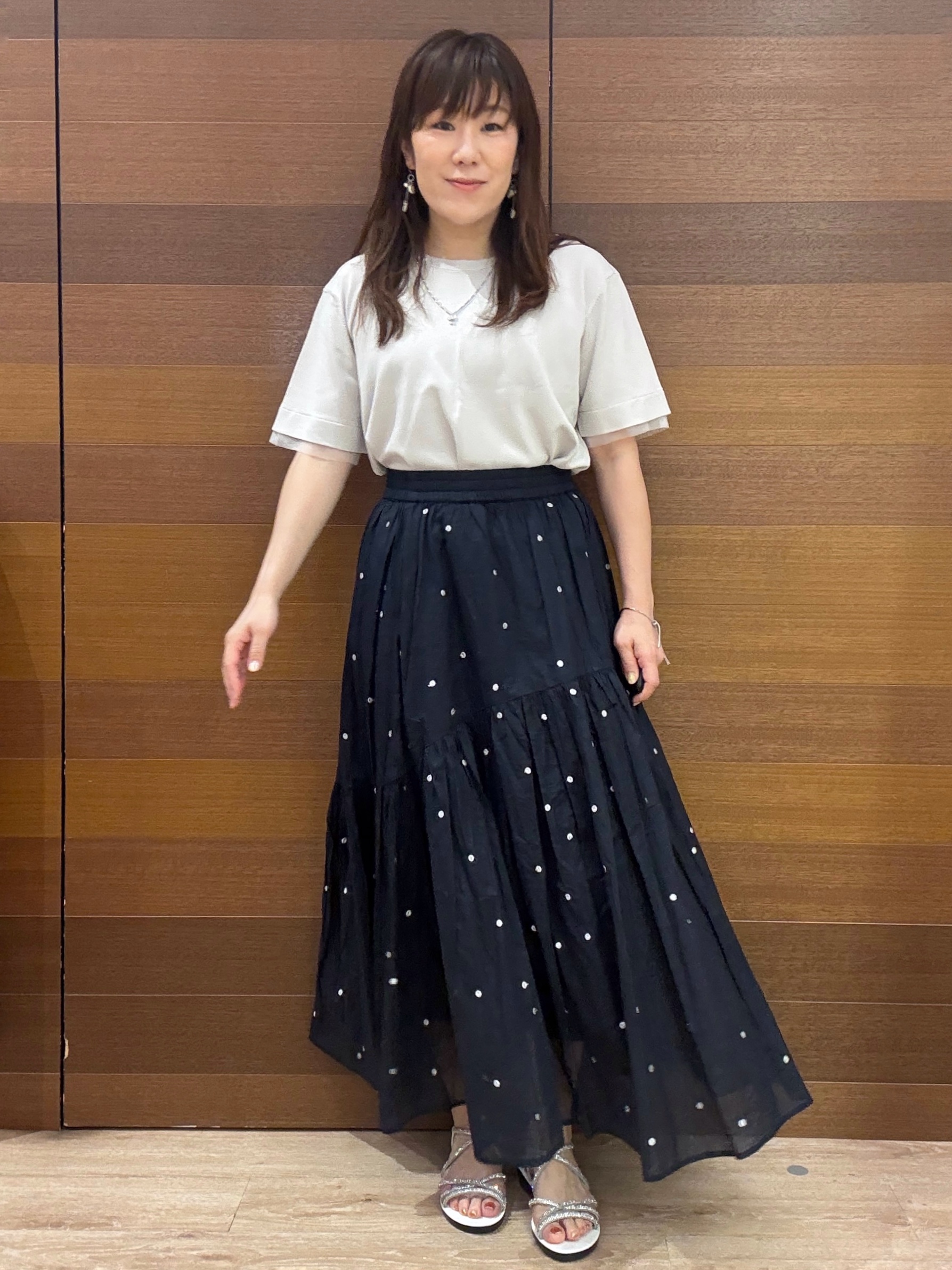 maichiさんの「OPAQUE.CLIP｜【UV／接触冷感／抗ピル】シアー＆レイヤード風さらりニット《洗濯機OK》」を使ったコーディネート