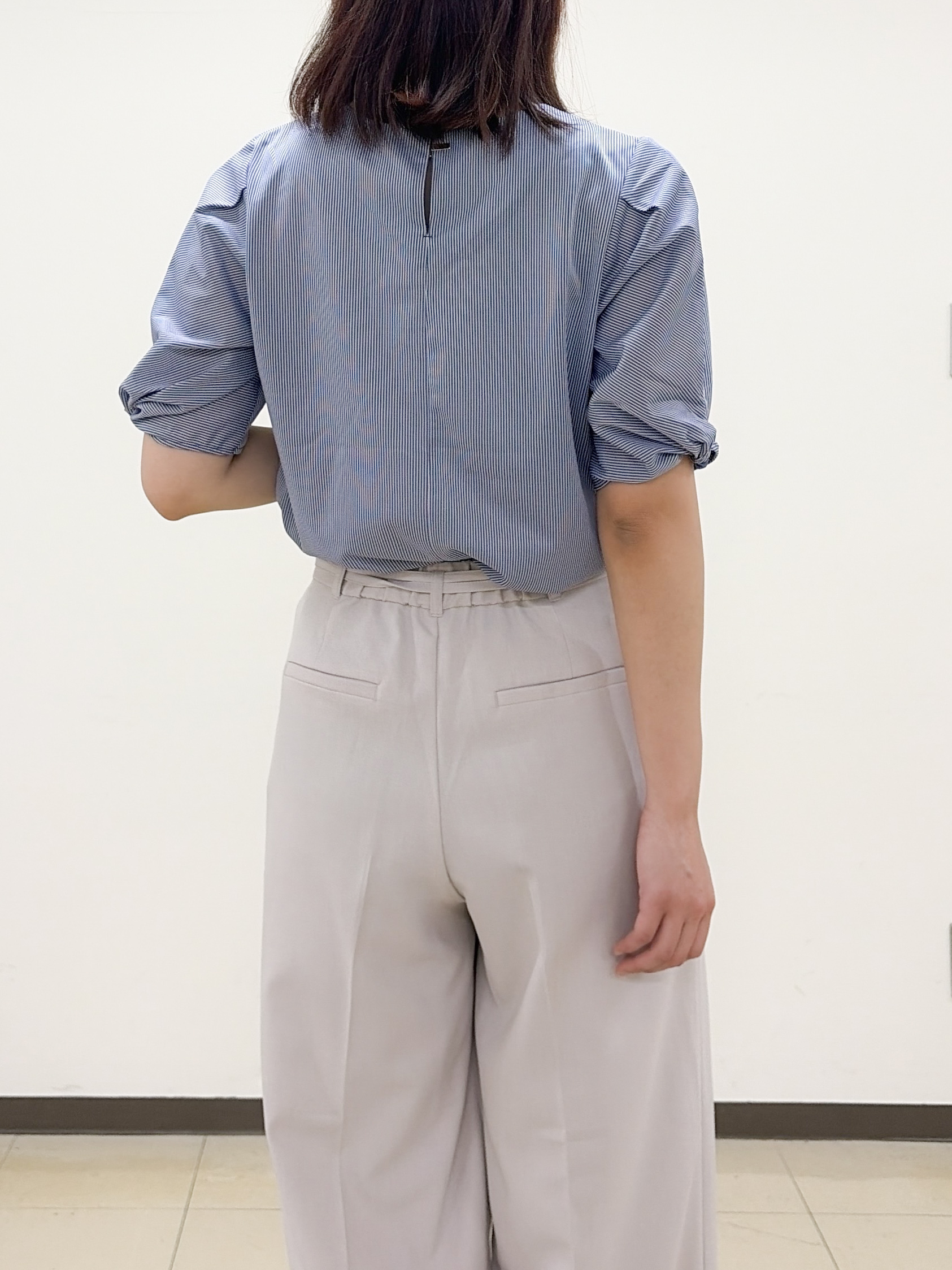yurinaさんの「index｜【吸水速乾】ストライプ調デザインスリーブトップス《洗濯機OK》」を使ったコーディネート