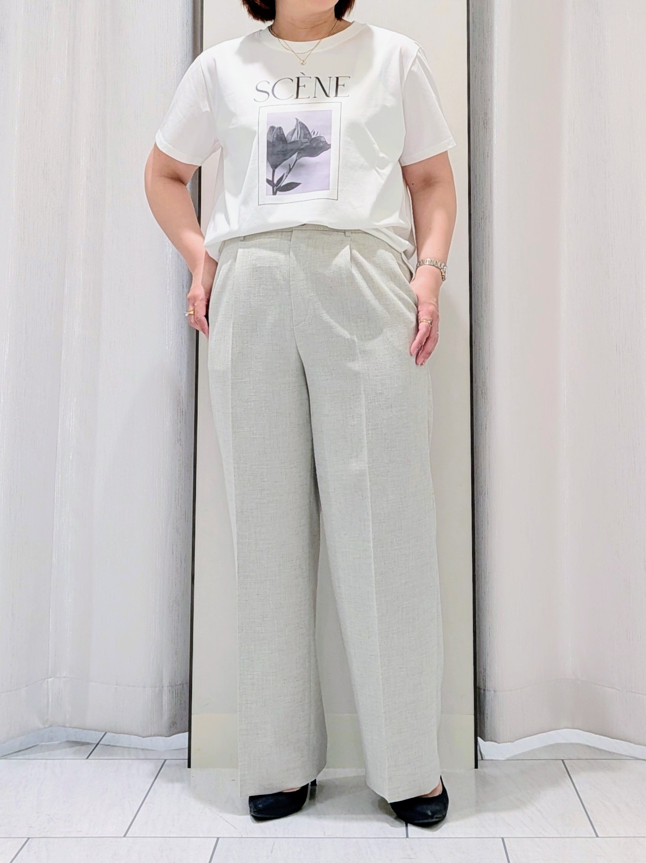 Onumaさんの「UNTITLED｜◆【さらりと快適/セットアップ可/UV/接触冷感】スラブカラーレスジャケット」を使ったコーディネート