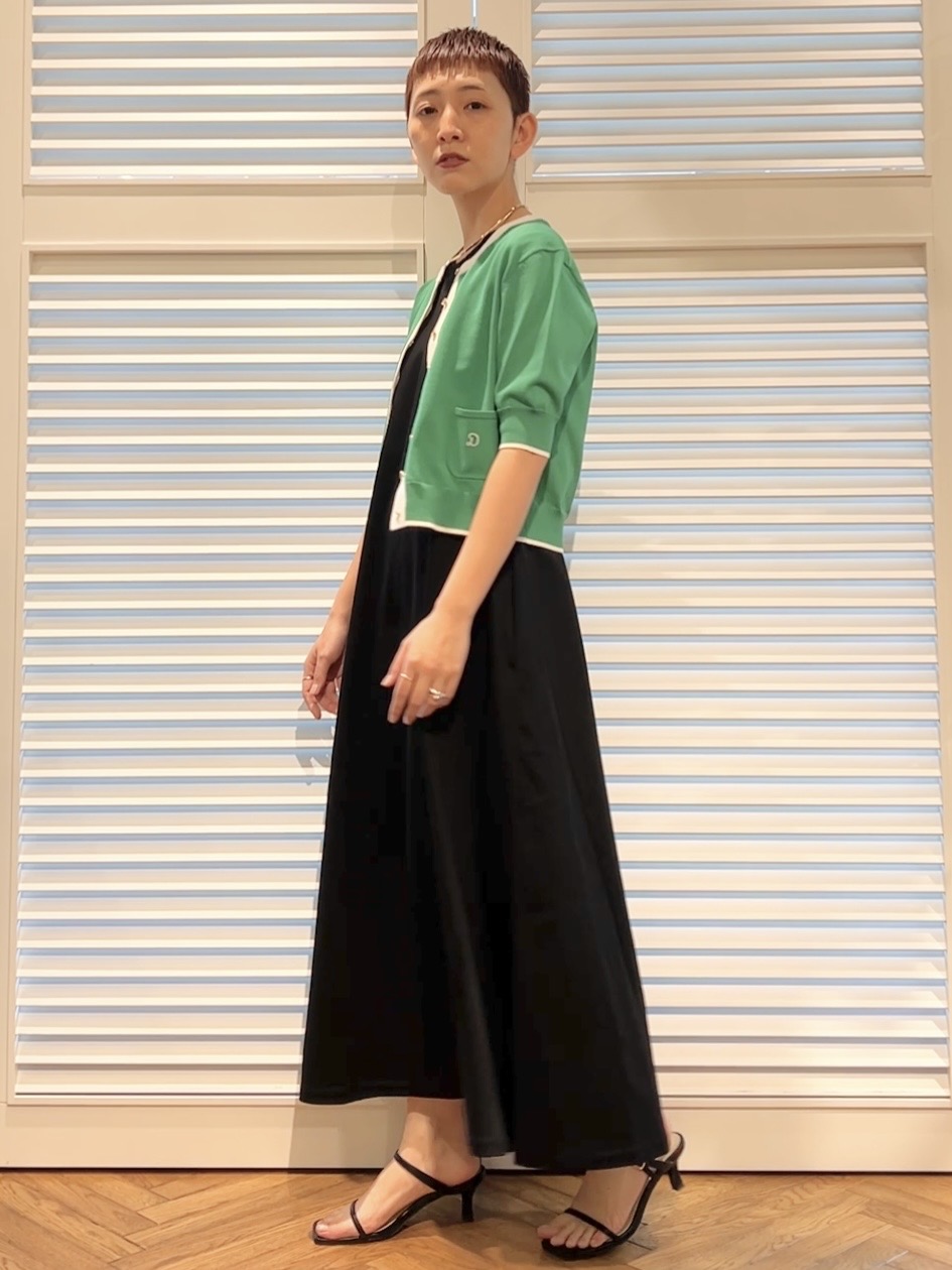 OCHIAIさんの「DRESSTERIOR｜【接触冷感／抗菌防臭／消臭/ウォッシャブル】アイスクリアコットン フレンチスリーブワンピース」を使ったコーディネート