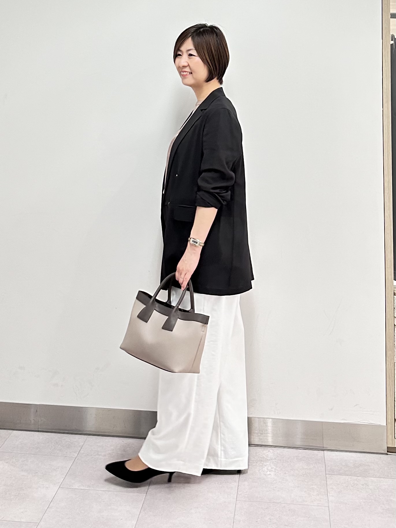 みなこさんの「UNTITLED｜◆【セットアップ可/接触冷感/通気性】ドライシアーダブルジャケット」を使ったコーディネート