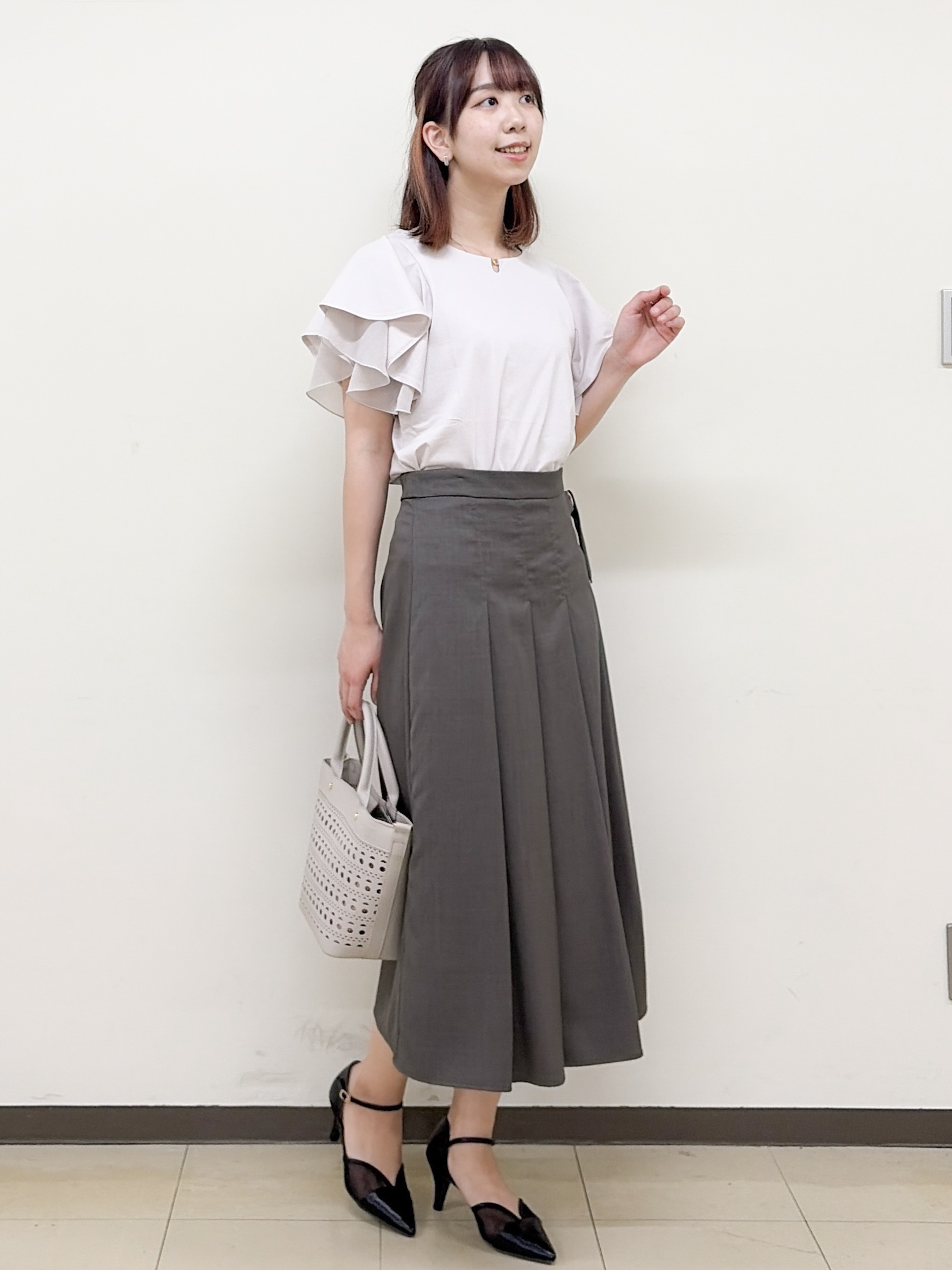yurinaさんの「index｜【接触冷感／UVケア】シフォンフリルドッキングトップス《洗濯機OK》」を使ったコーディネート