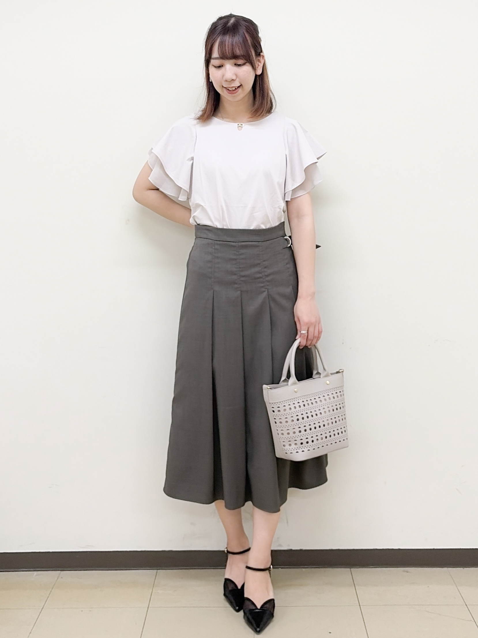 yurinaさんの「index｜【接触冷感／UVケア】シフォンフリルドッキングトップス《洗濯機OK》」を使ったコーディネート