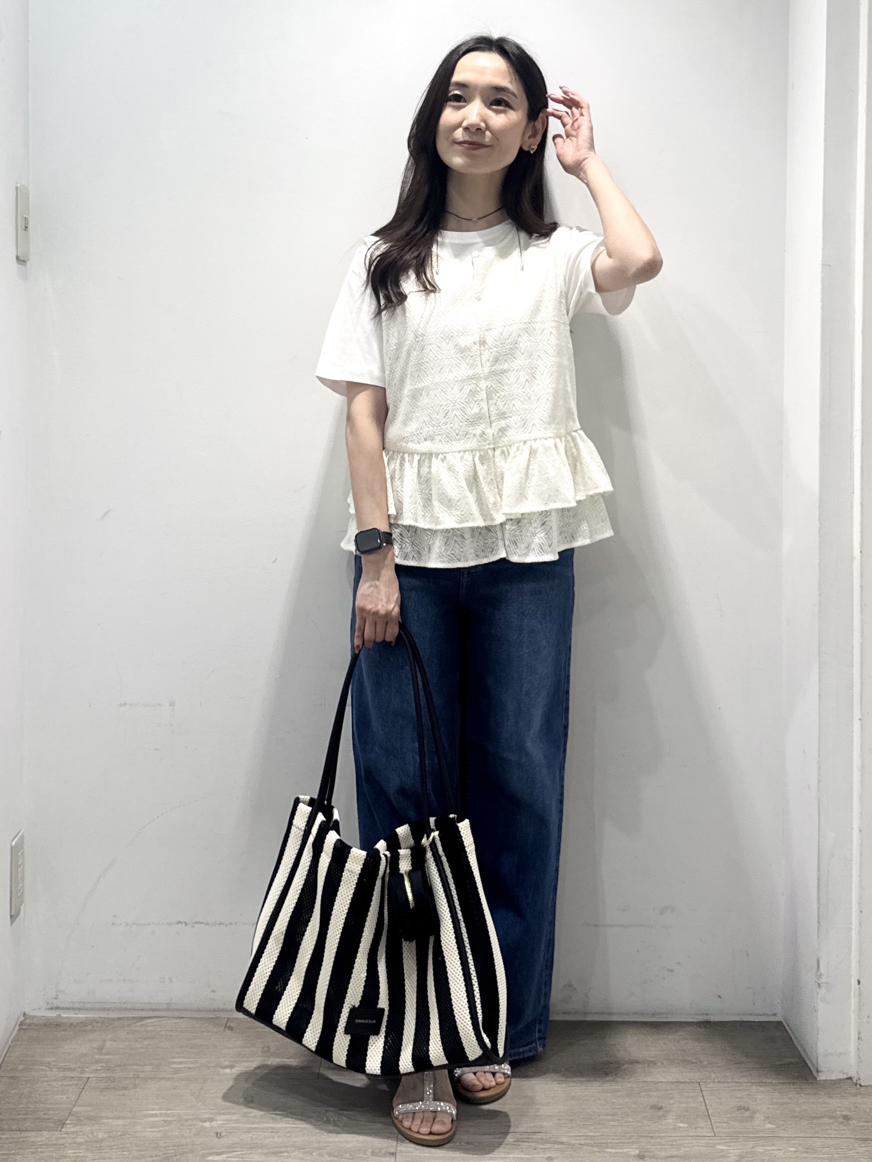 yuicciさんの「OPAQUE.CLIP｜オーガニックコットン混ベーシックTシャツ【洗濯機OK】《SS～LL》」を使ったコーディネート