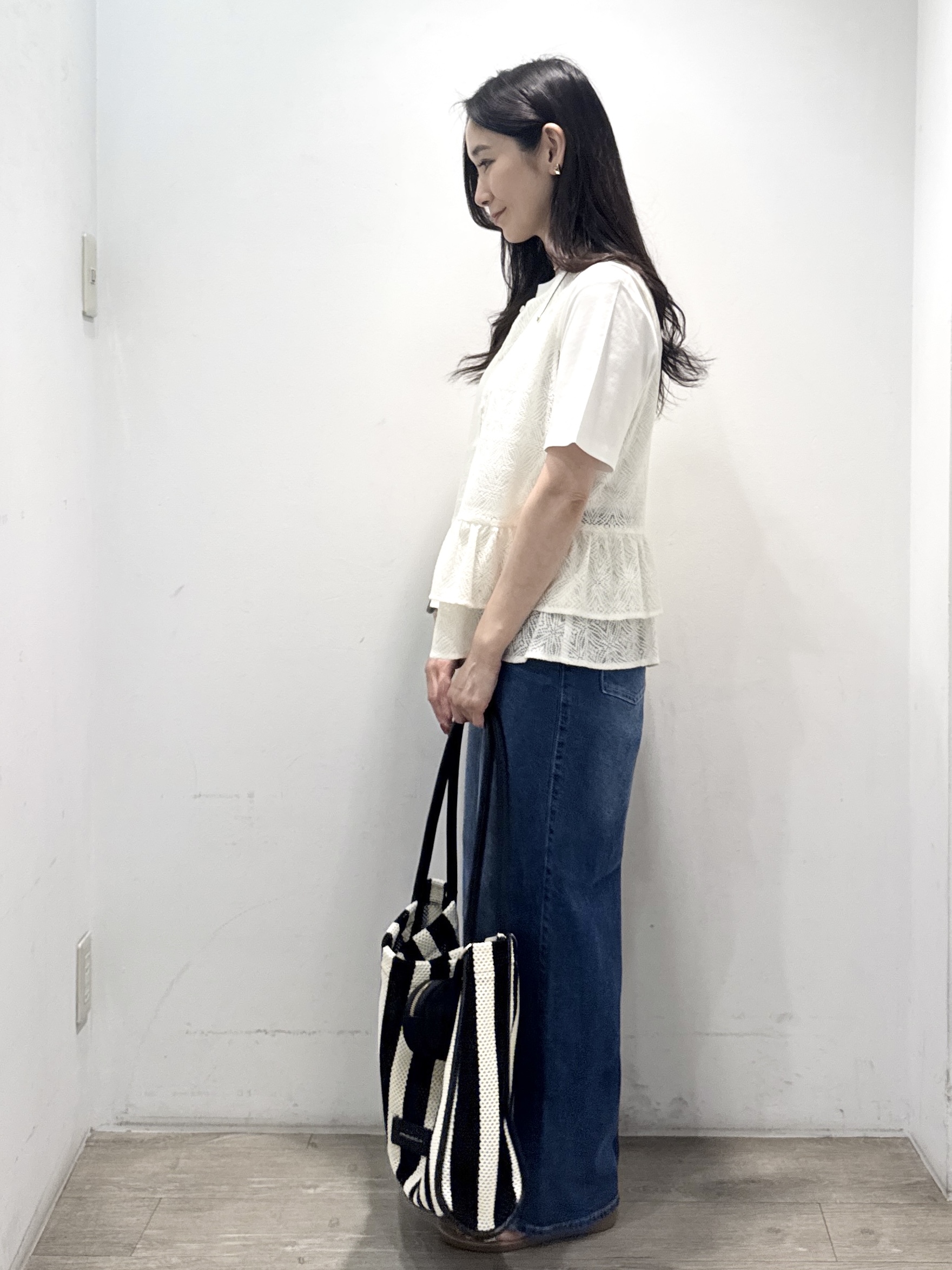 yuicciさんの「OPAQUE.CLIP｜オーガニックコットン混ベーシックTシャツ【洗濯機OK】《SS～LL》」を使ったコーディネート