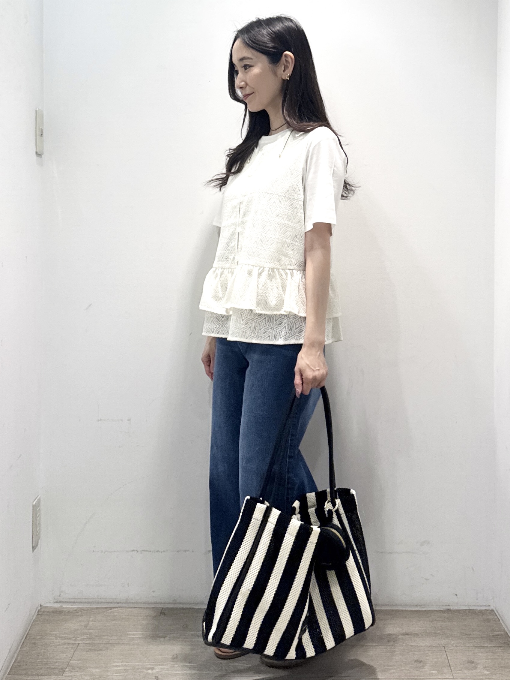 yuicciさんの「OPAQUE.CLIP｜オーガニックコットン混ベーシックTシャツ【洗濯機OK】《SS～LL》」を使ったコーディネート