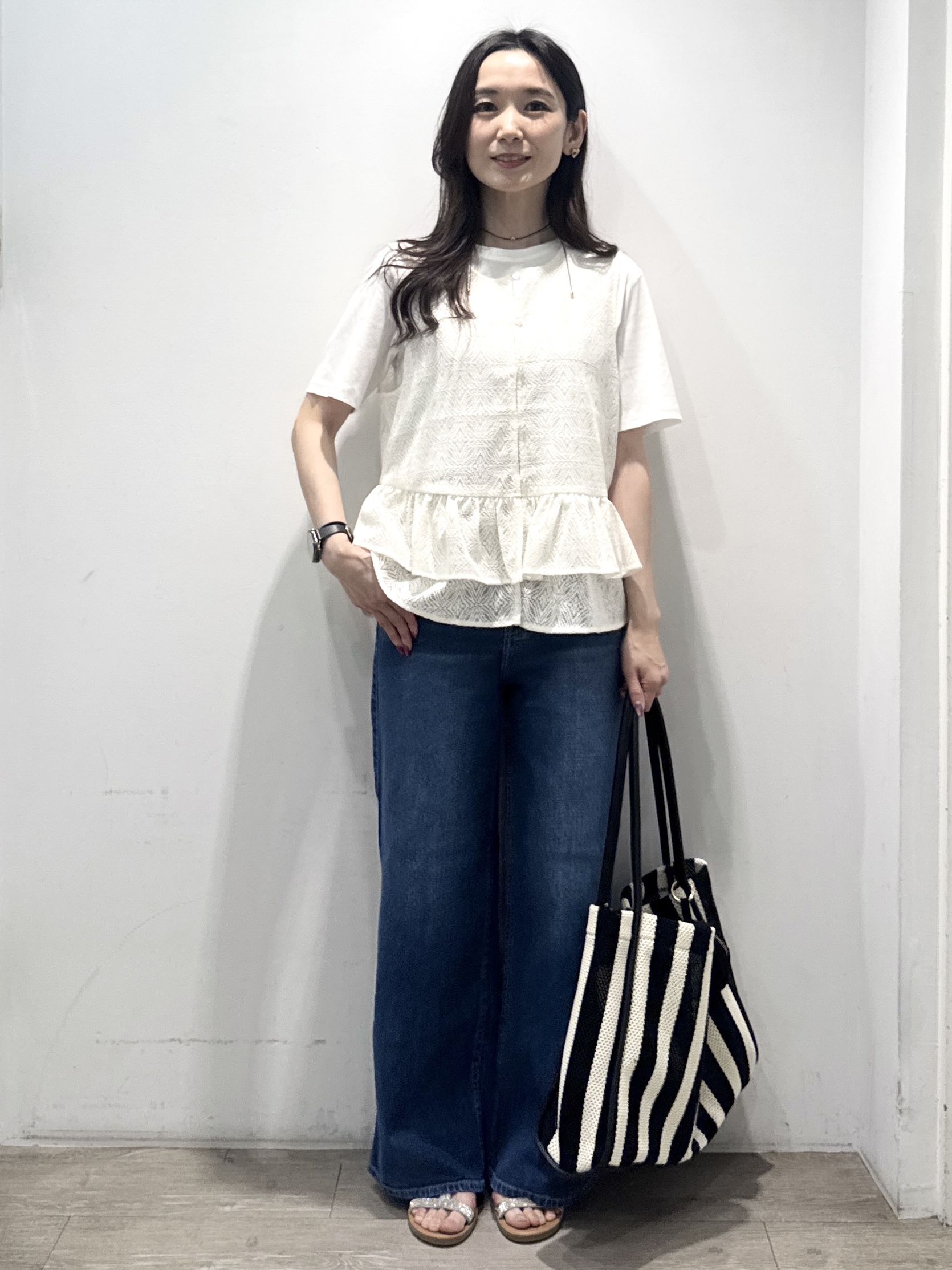 yuicciさんの「OPAQUE.CLIP｜オーガニックコットン混ベーシックTシャツ【洗濯機OK】《SS～LL》」を使ったコーディネート