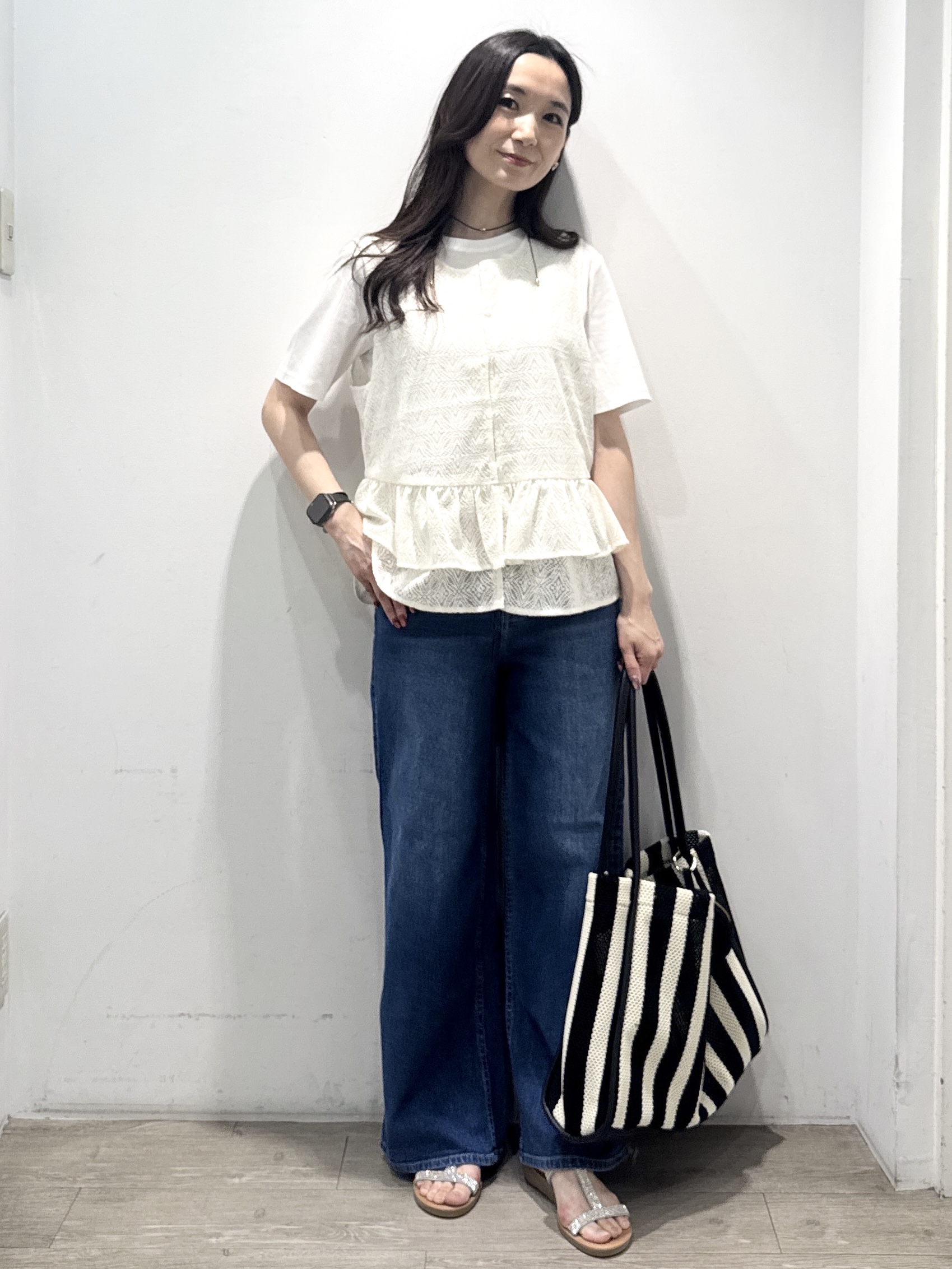 yuicciさんの「OPAQUE.CLIP｜オーガニックコットン混ベーシックTシャツ【洗濯機OK】《SS～LL》」を使ったコーディネート