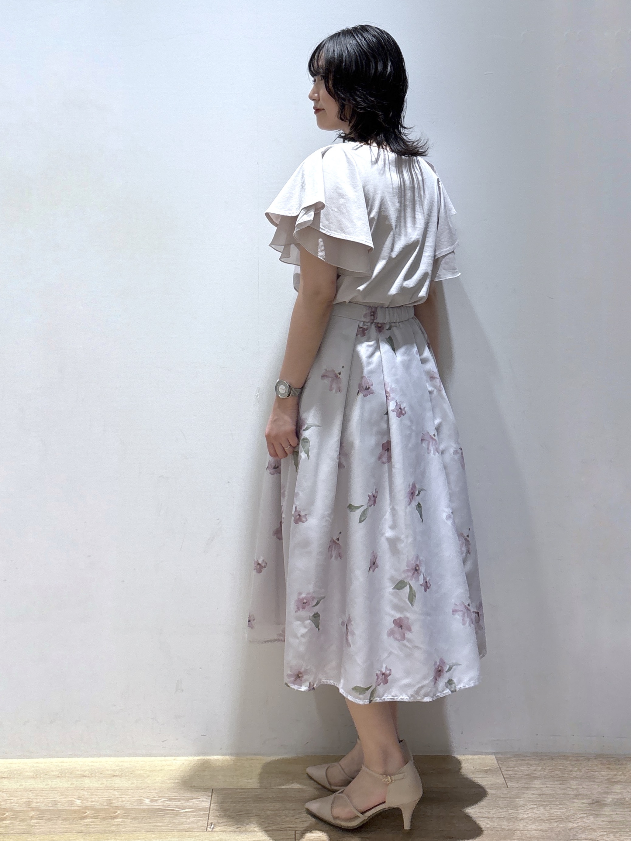 mizukiさんの「index｜【接触冷感／UVケア】シフォンフリルドッキングトップス《洗濯機OK》」を使ったコーディネート
