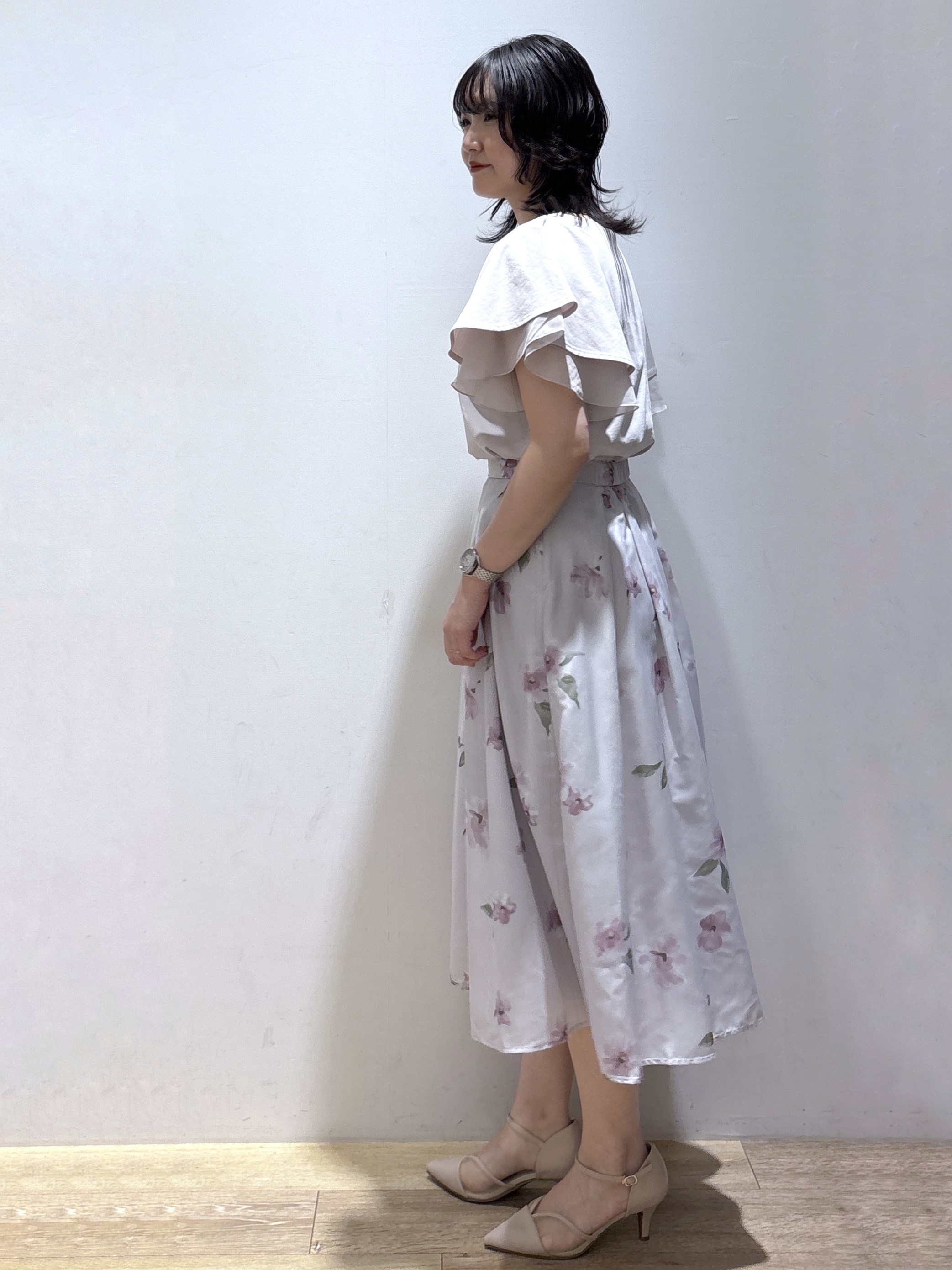 mizukiさんの「index｜【接触冷感／UVケア】シフォンフリルドッキングトップス《洗濯機OK》」を使ったコーディネート