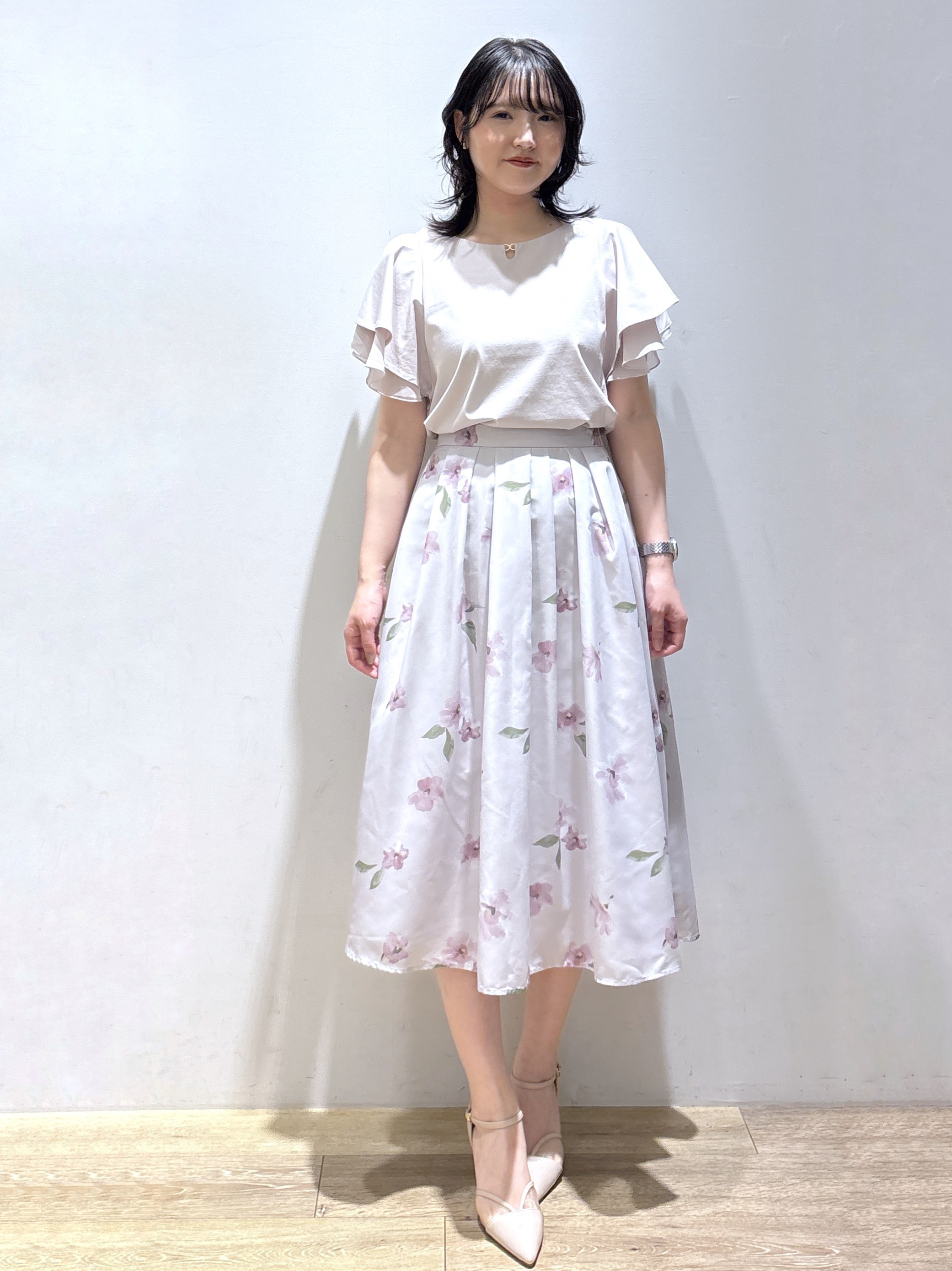 mizukiさんの「index｜【接触冷感／UVケア】シフォンフリルドッキングトップス《洗濯機OK》」を使ったコーディネート