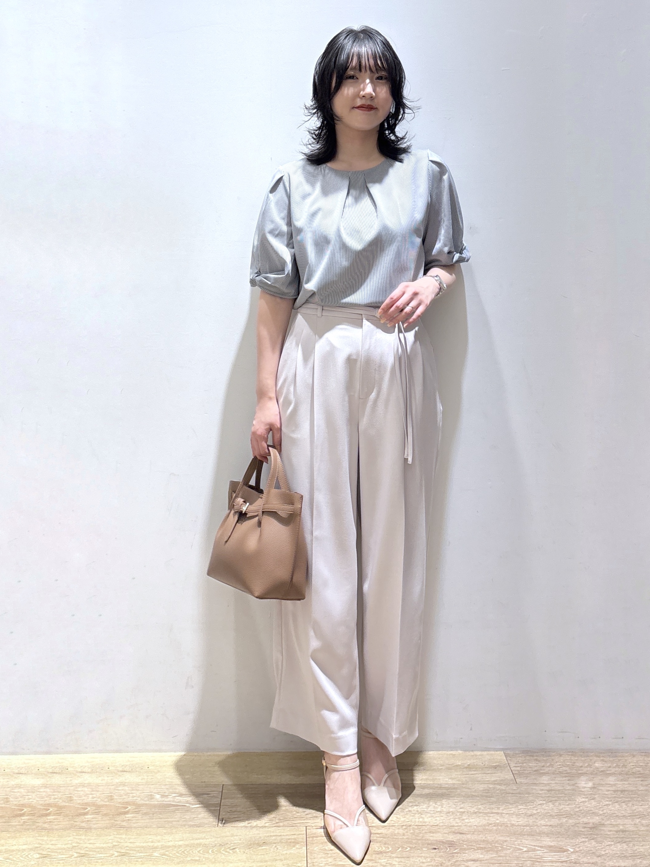 mizukiさんの「index｜【吸水速乾】ストライプ調デザインスリーブトップス《洗濯機OK》」を使ったコーディネート