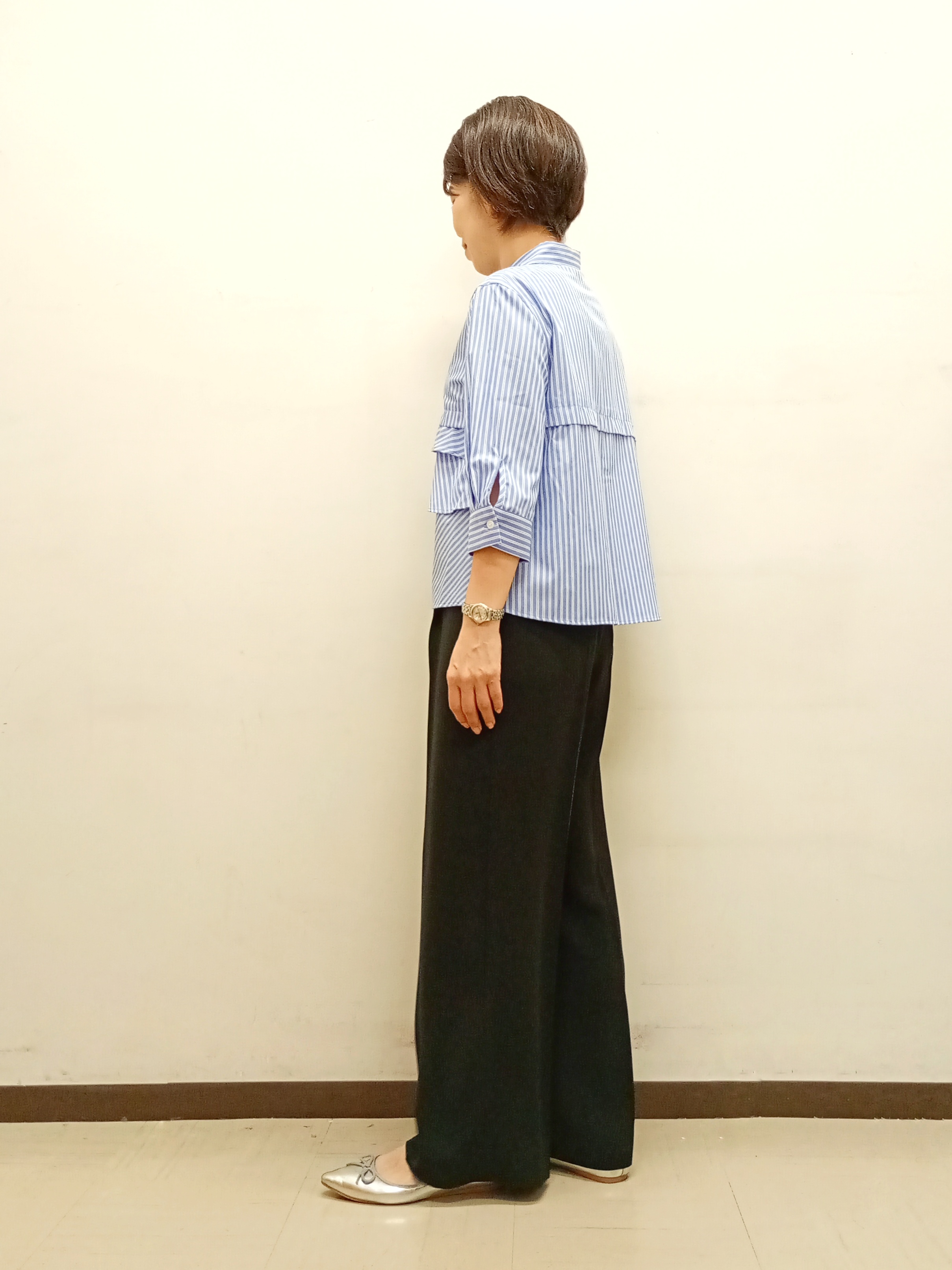 Kさんの「INDIVI｜【UVケア／吸汗速乾／着映え】ティアードストライプシャツ」を使ったコーディネート