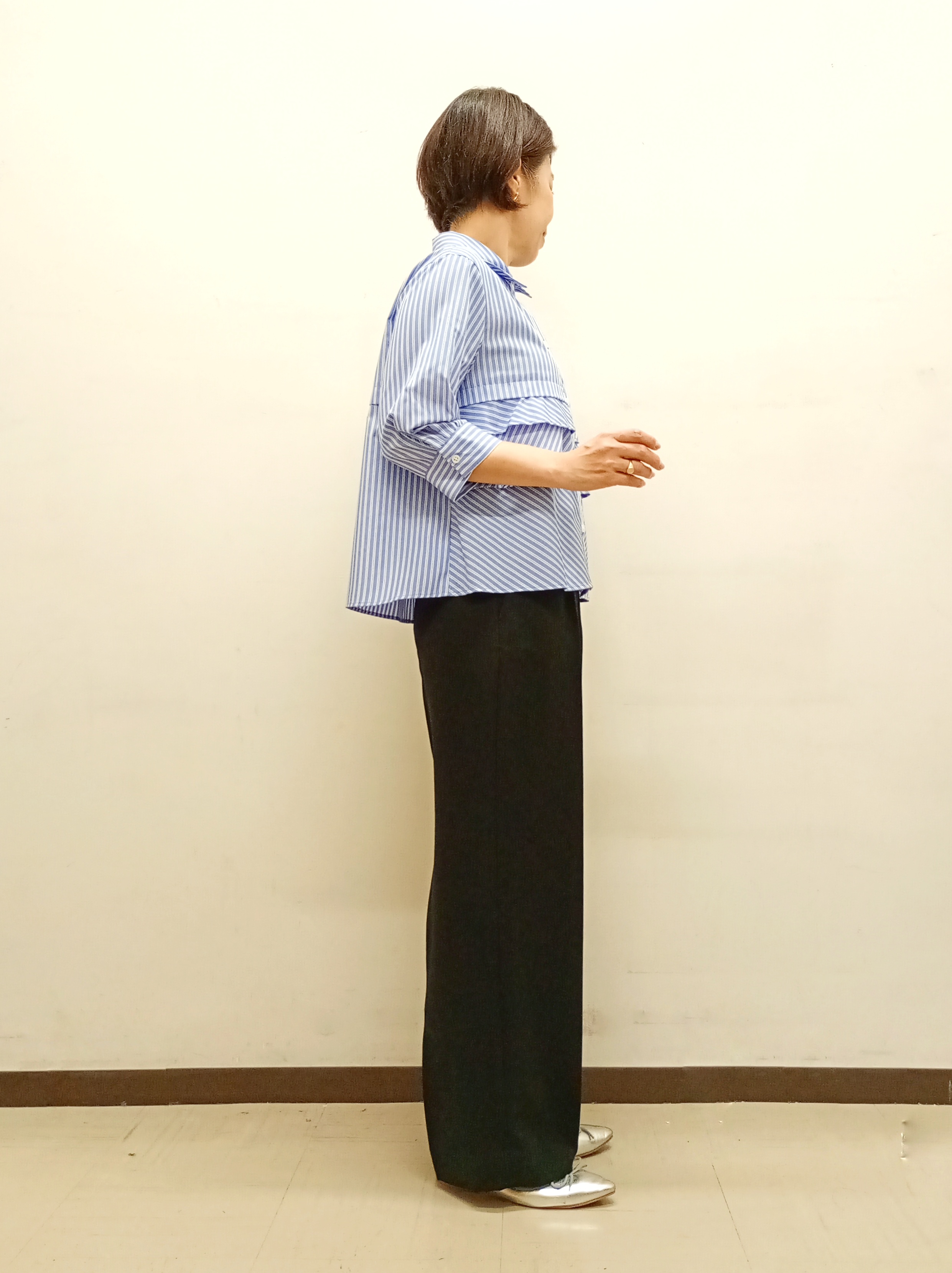 Kさんの「INDIVI｜【UVケア／吸汗速乾／着映え】ティアードストライプシャツ」を使ったコーディネート