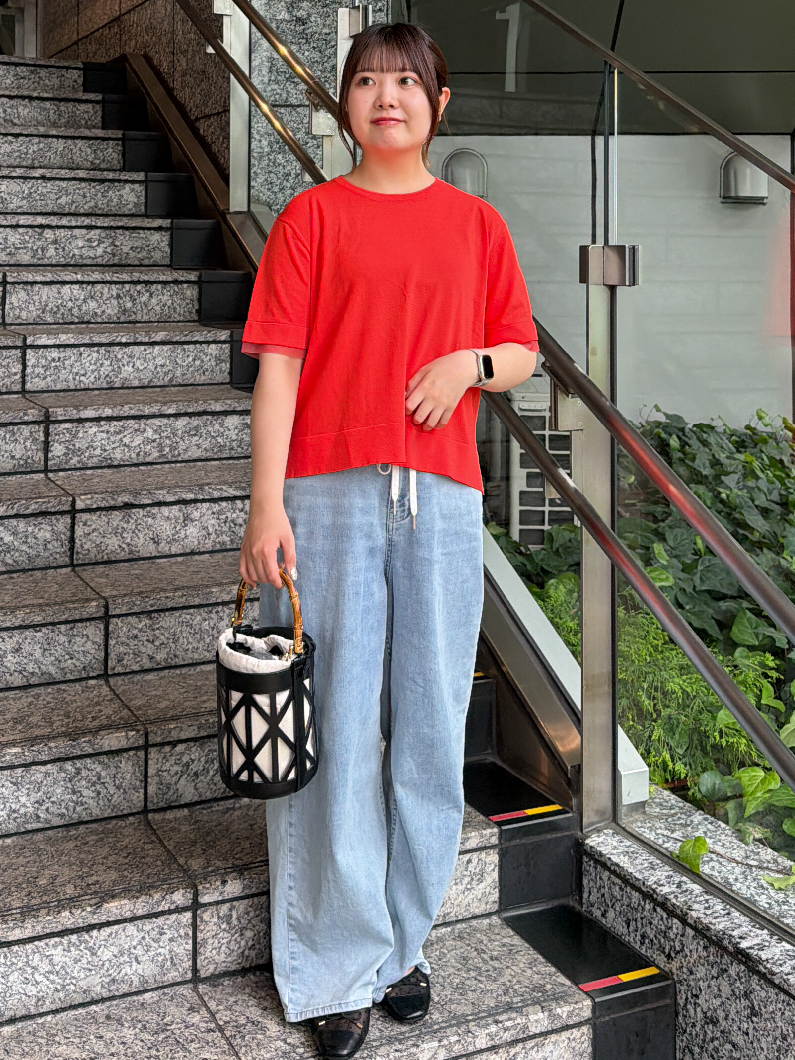 HANNAさんの「OPAQUE.CLIP｜【UV／接触冷感／抗ピル】シアー＆レイヤード風さらりニット《洗濯機OK》」を使ったコーディネート