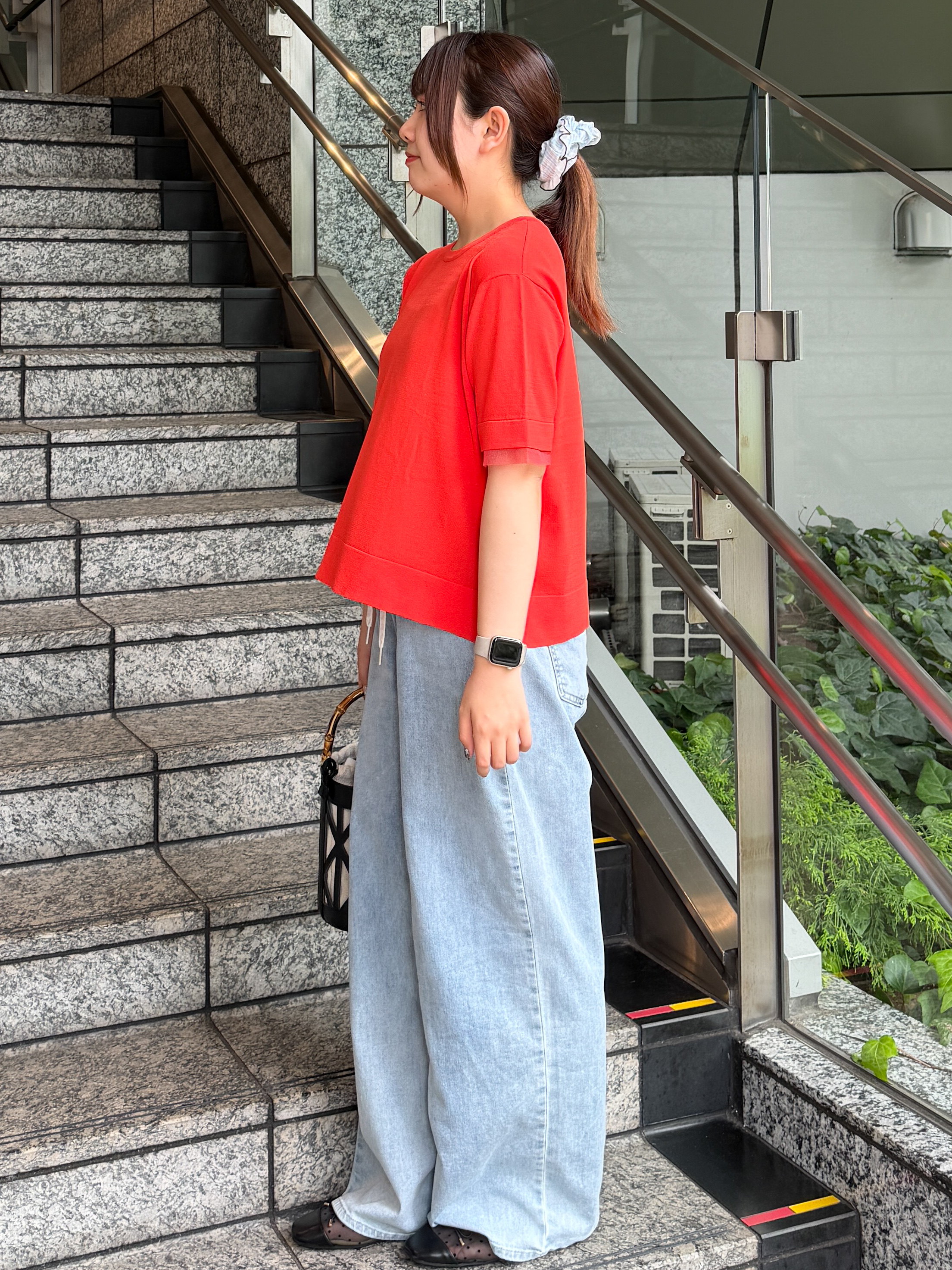 HANNAさんの「OPAQUE.CLIP｜【UV／接触冷感／抗ピル】シアー＆レイヤード風さらりニット《洗濯機OK》」を使ったコーディネート