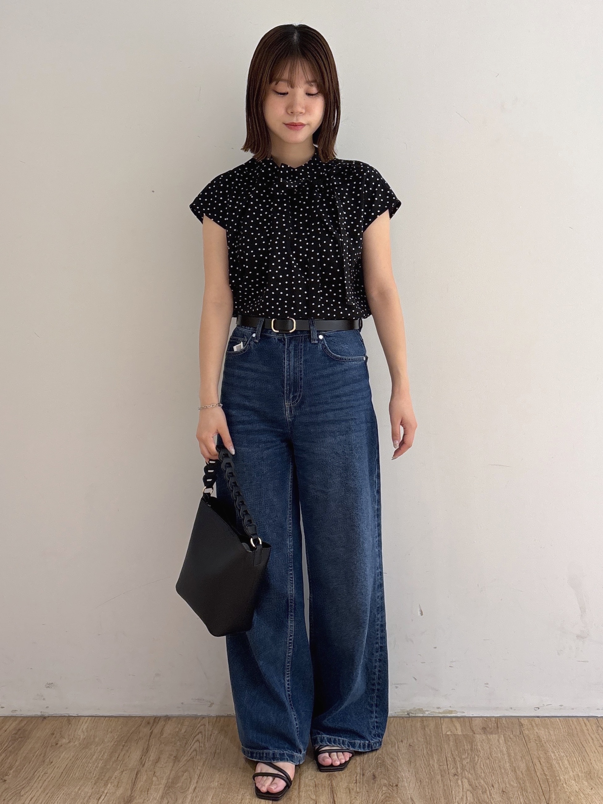 mireiさんの「OPAQUE.CLIP｜ドットボウタイブラウス【洗濯機OK】」を使ったコーディネート