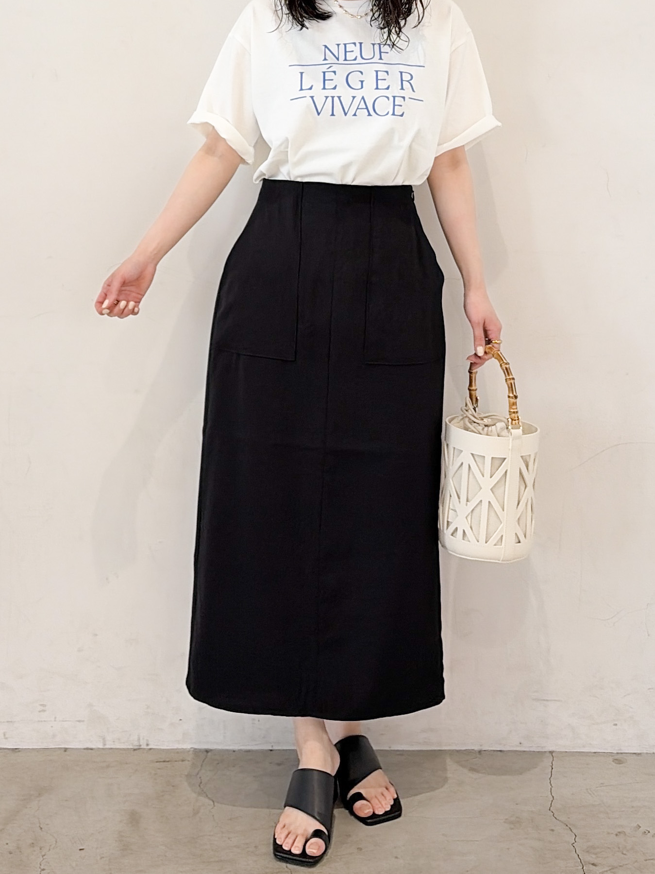 haruさんの「OPAQUE.CLIP｜ロゴプリントアソートTシャツ【洗濯機OK】」を使ったコーディネート