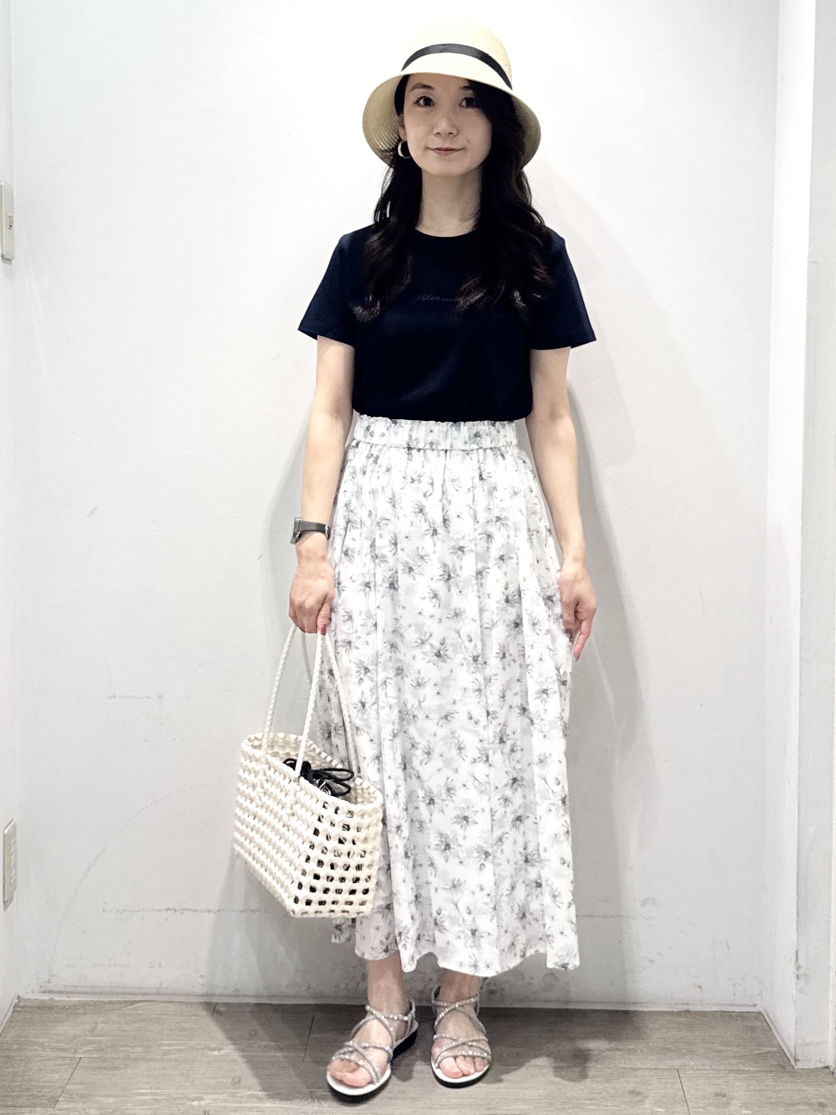 yuicciさんの「OPAQUE.CLIP｜【UVケア／接触冷感】フロントロゴ刺繍Tシャツ《洗濯機OK／S-3L／7col》」を使ったコーディネート
