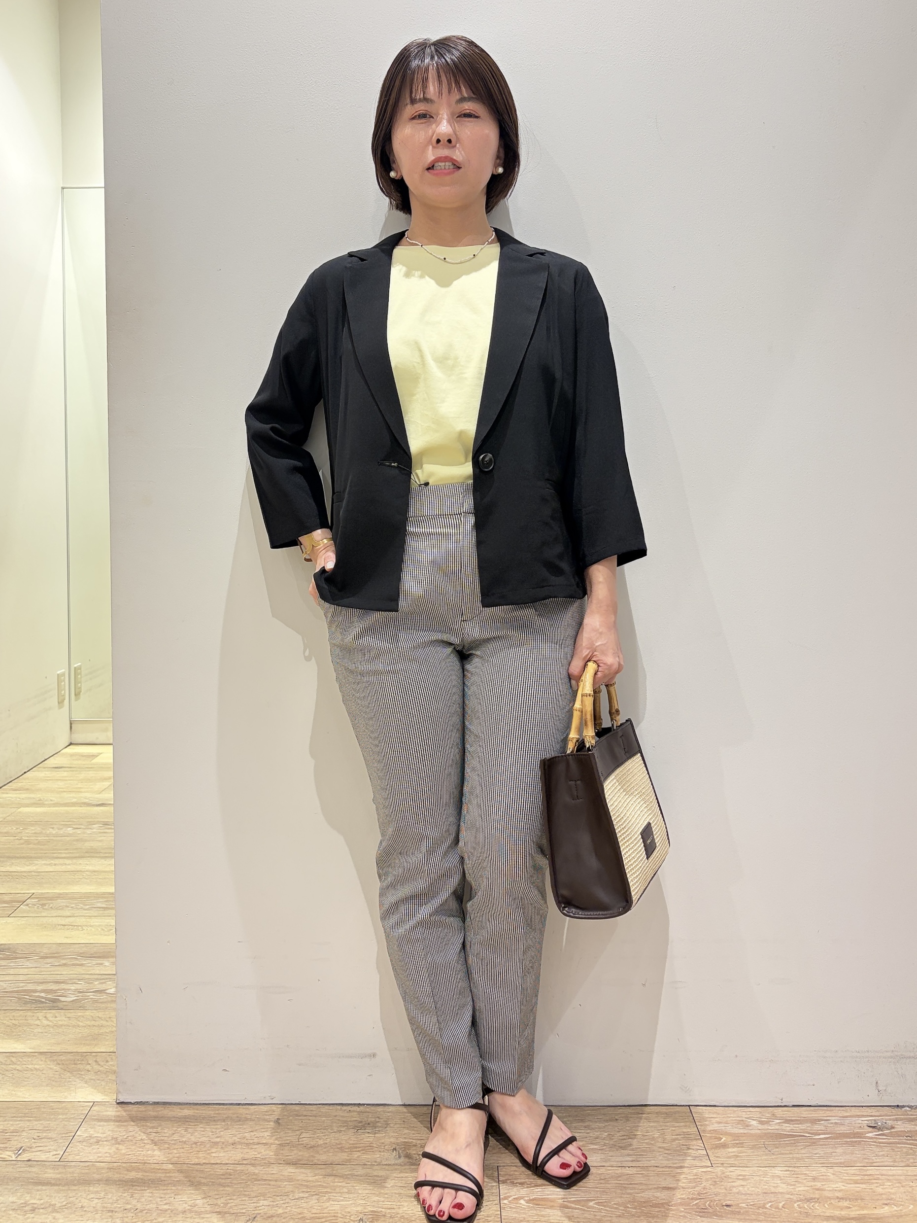 YUKOさんの「index｜【接触冷感／防シワ】ひんやり7分袖テーラードジャケット《洗濯機OK》」を使ったコーディネート