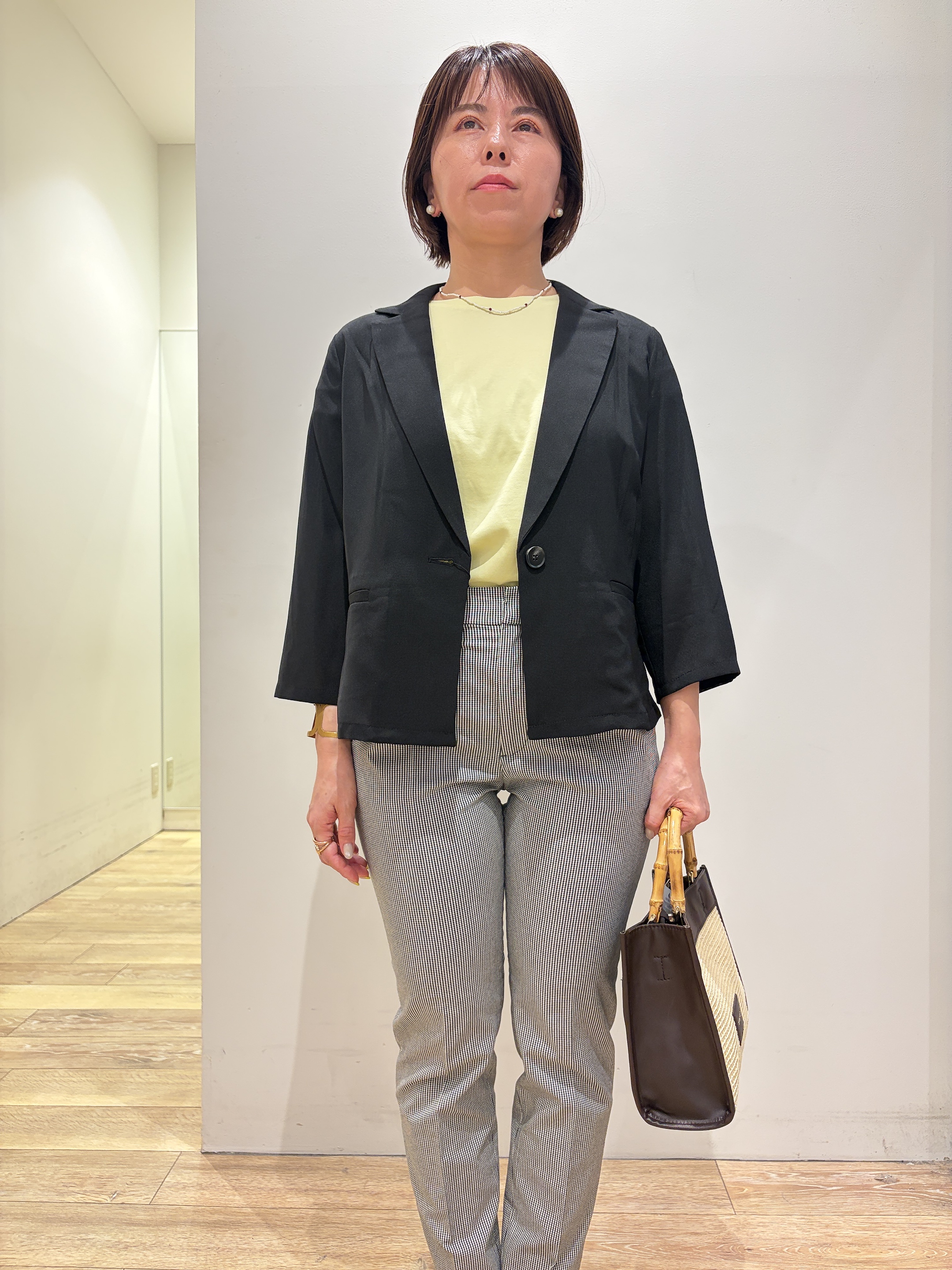 YUKOさんの「index｜【接触冷感／防シワ】ひんやり7分袖テーラードジャケット《洗濯機OK》」を使ったコーディネート