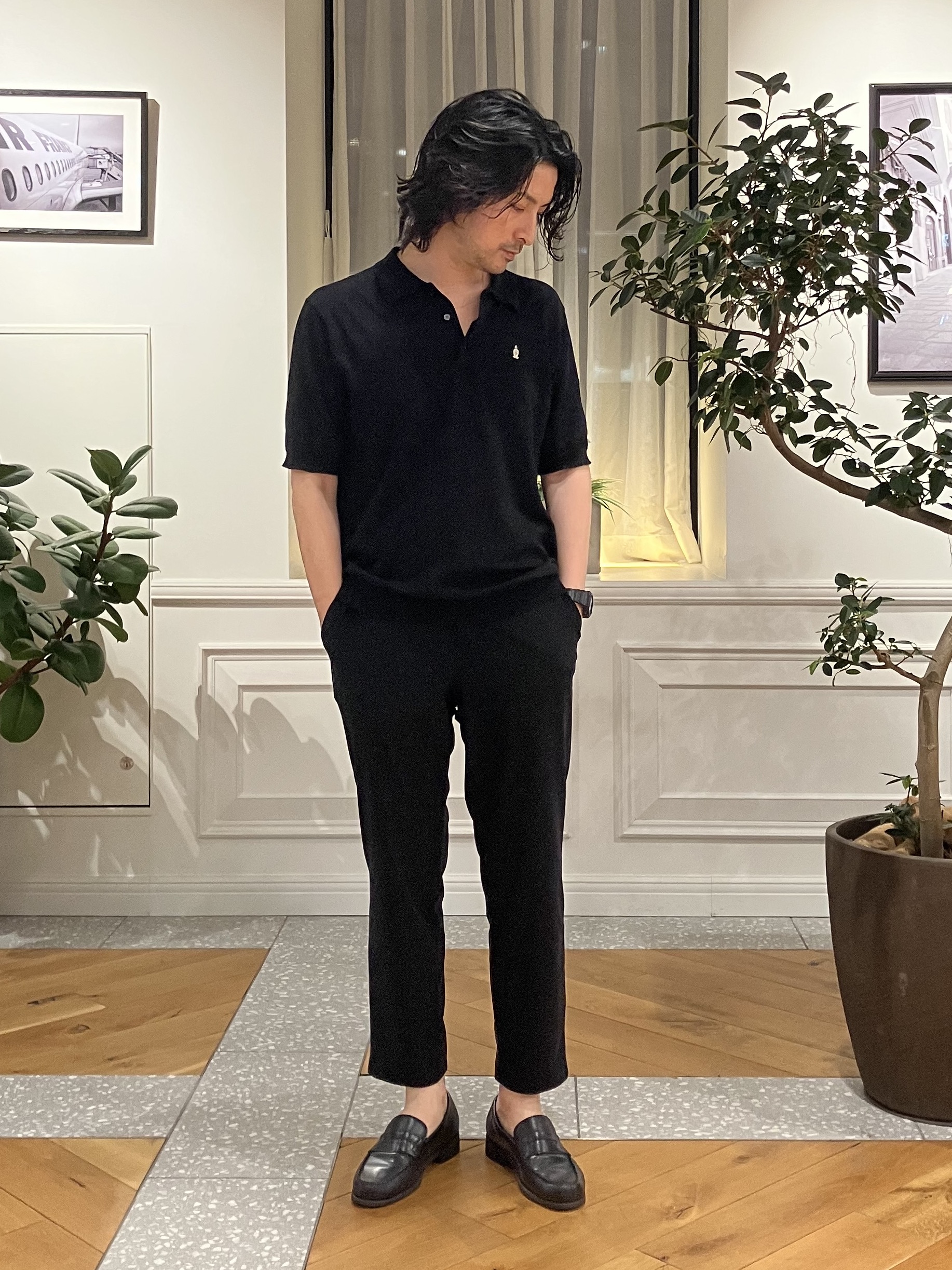 junyaさんの「DRESSTERIOR｜【ウォッシャブル】コットンシルク混 ニットポロシャツ」を使ったコーディネート