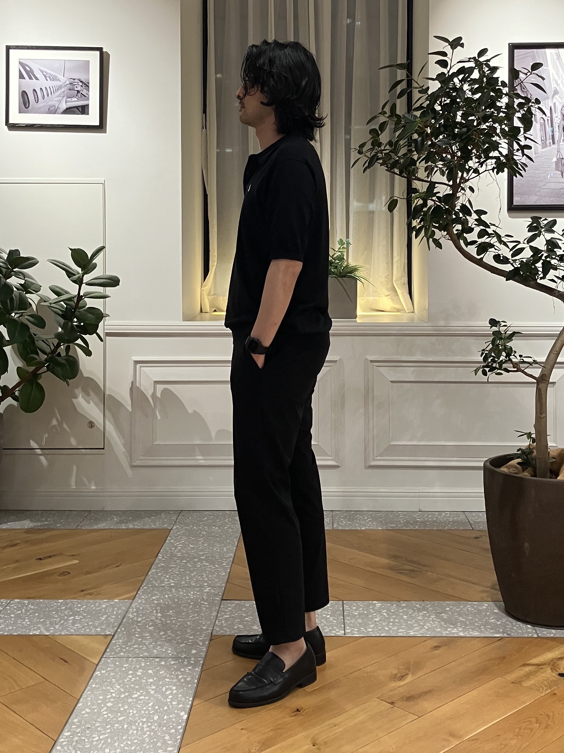 junyaさんの「DRESSTERIOR｜【ウォッシャブル】コットンシルク混 ニットポロシャツ」を使ったコーディネート