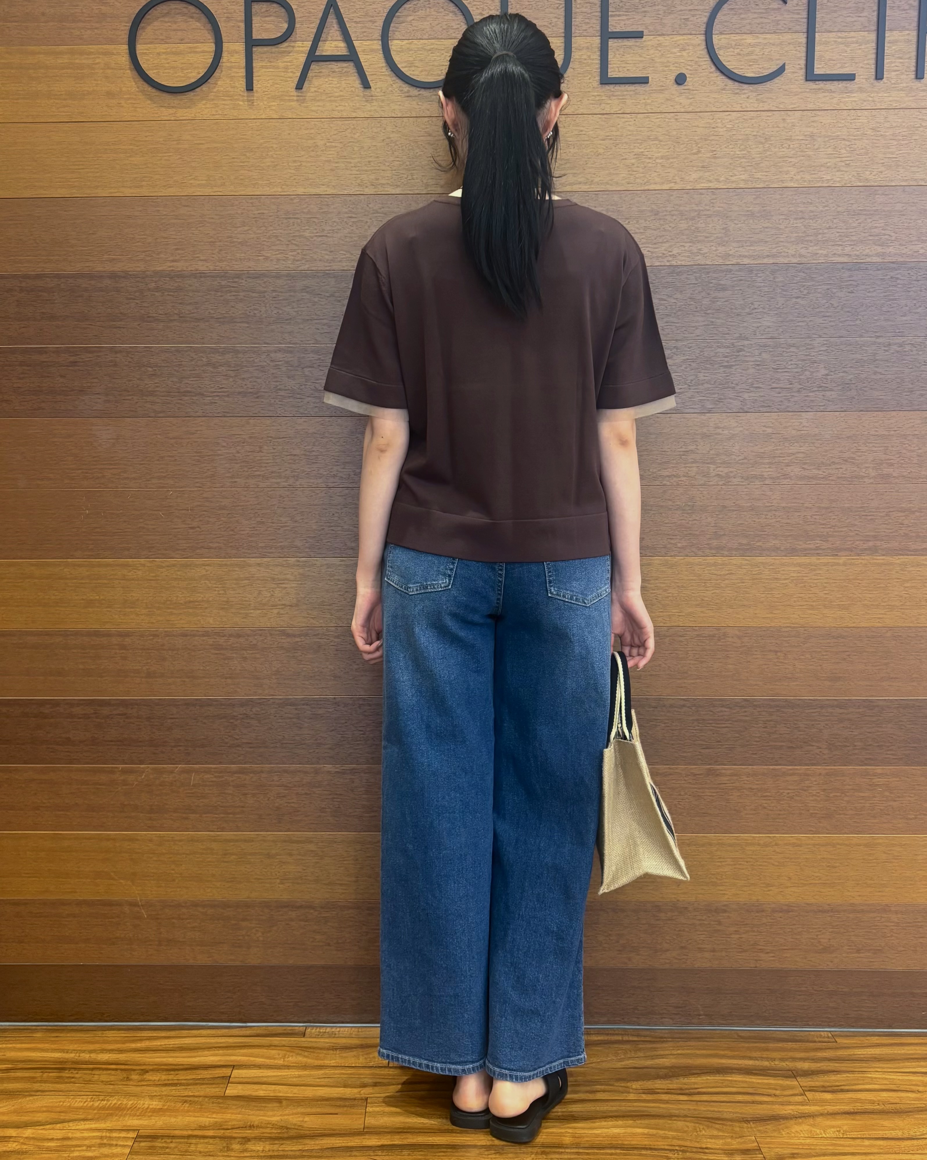 わかなさんの「OPAQUE.CLIP｜【UV／接触冷感／抗ピル】シアー＆レイヤード風さらりニット《洗濯機OK》」を使ったコーディネート