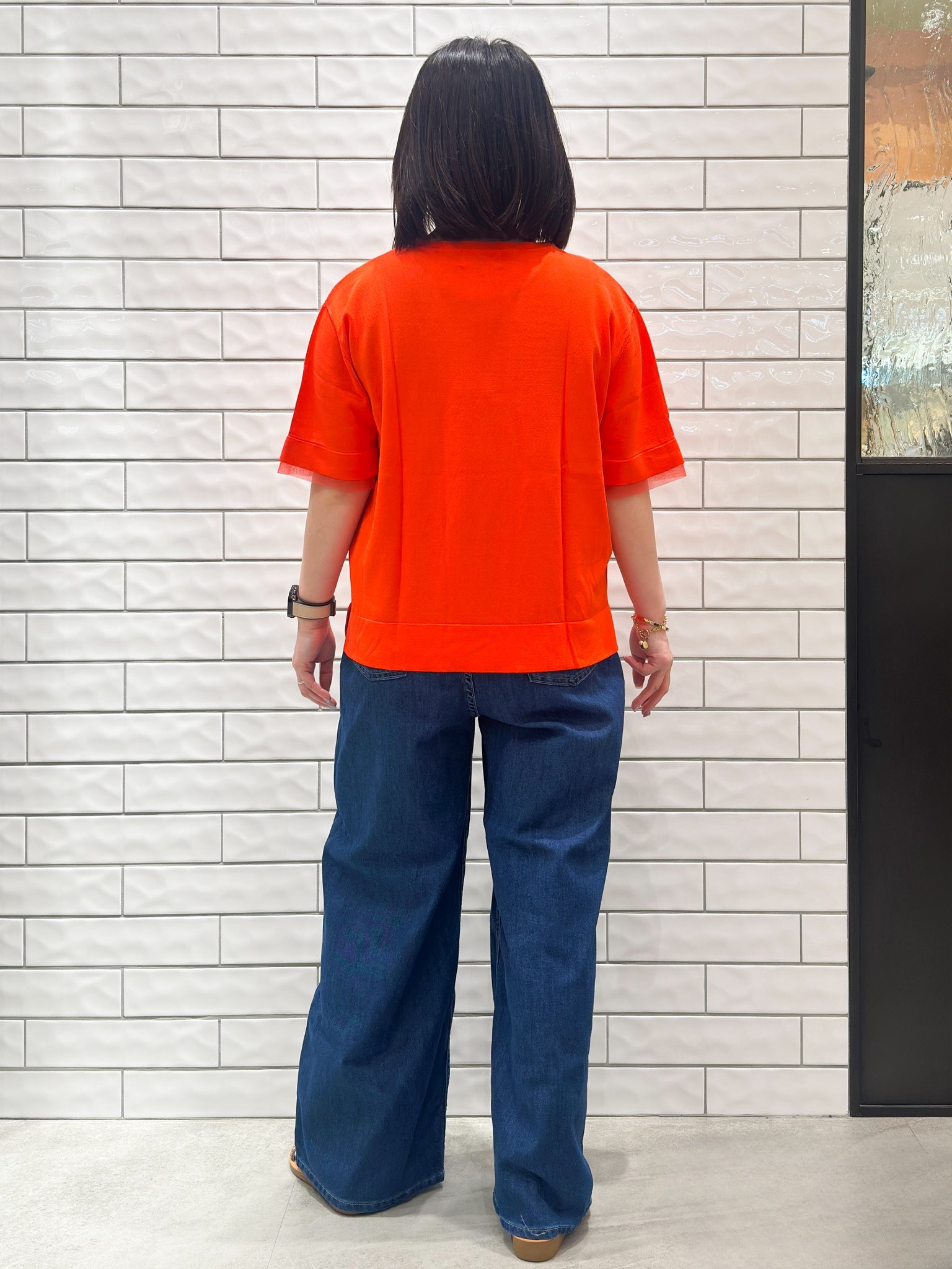 Minさんの「OPAQUE.CLIP｜【UV／接触冷感／抗ピル】シアー＆レイヤード風さらりニット《洗濯機OK》」を使ったコーディネート