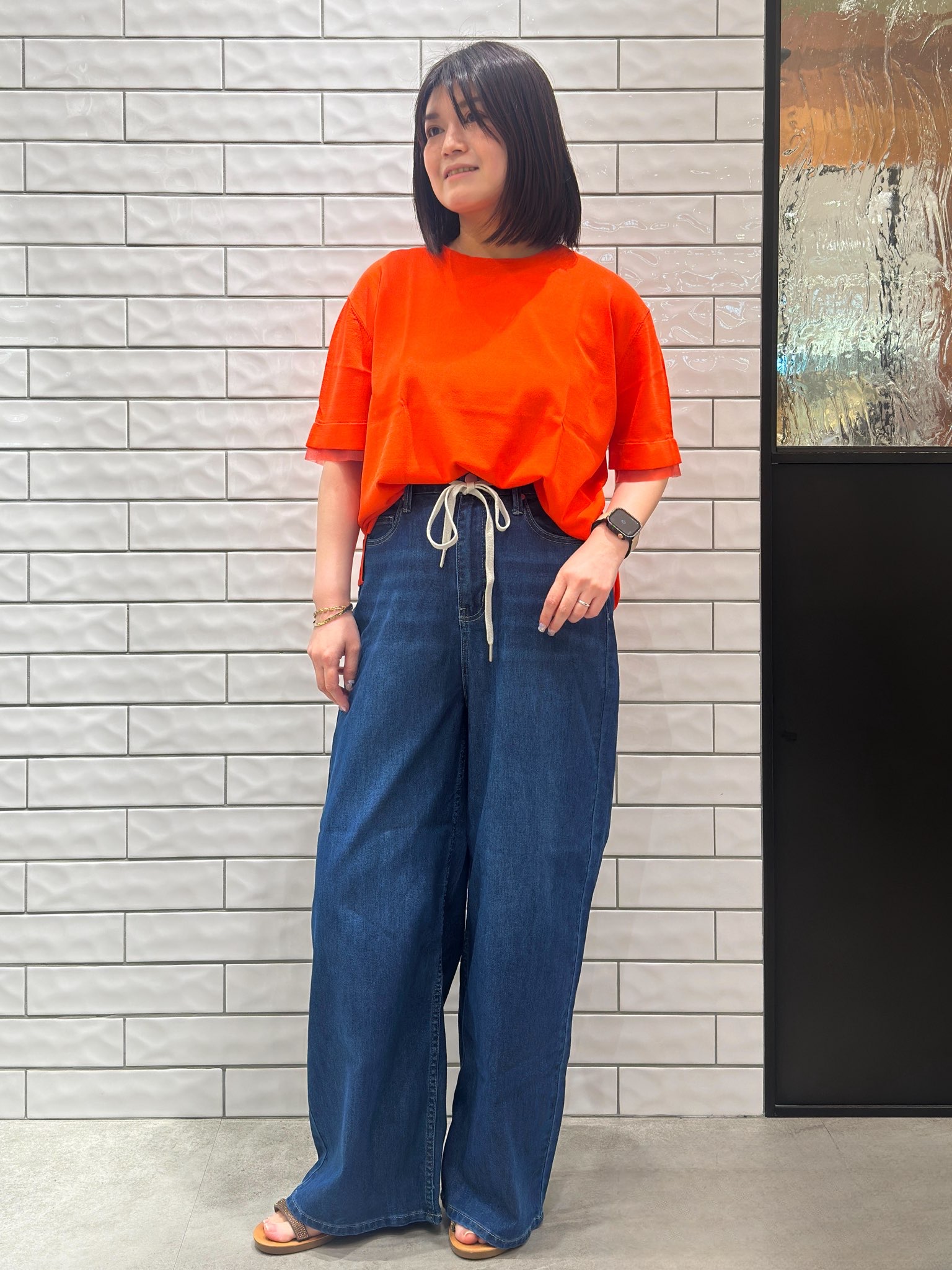 Minさんの「OPAQUE.CLIP｜【UV／接触冷感／抗ピル】シアー＆レイヤード風さらりニット《洗濯機OK》」を使ったコーディネート