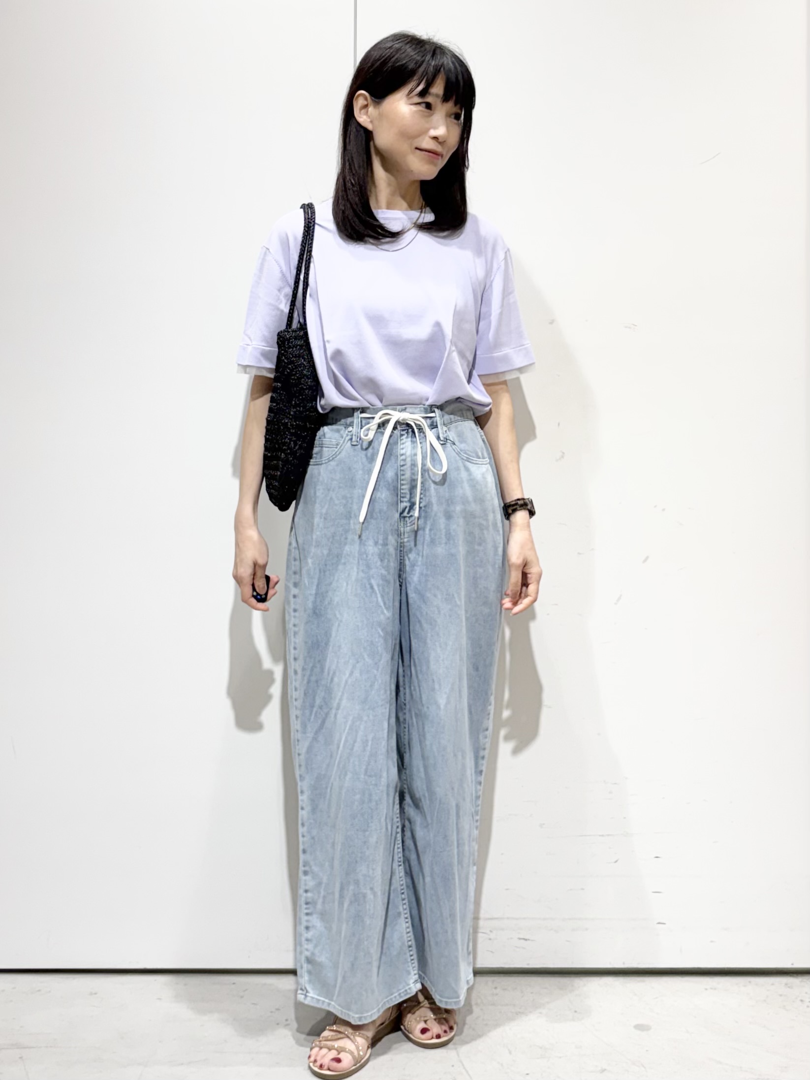 Jさんの「OPAQUE.CLIP｜【UV／接触冷感／抗ピル】シアー＆レイヤード風さらりニット《洗濯機OK》」を使ったコーディネート