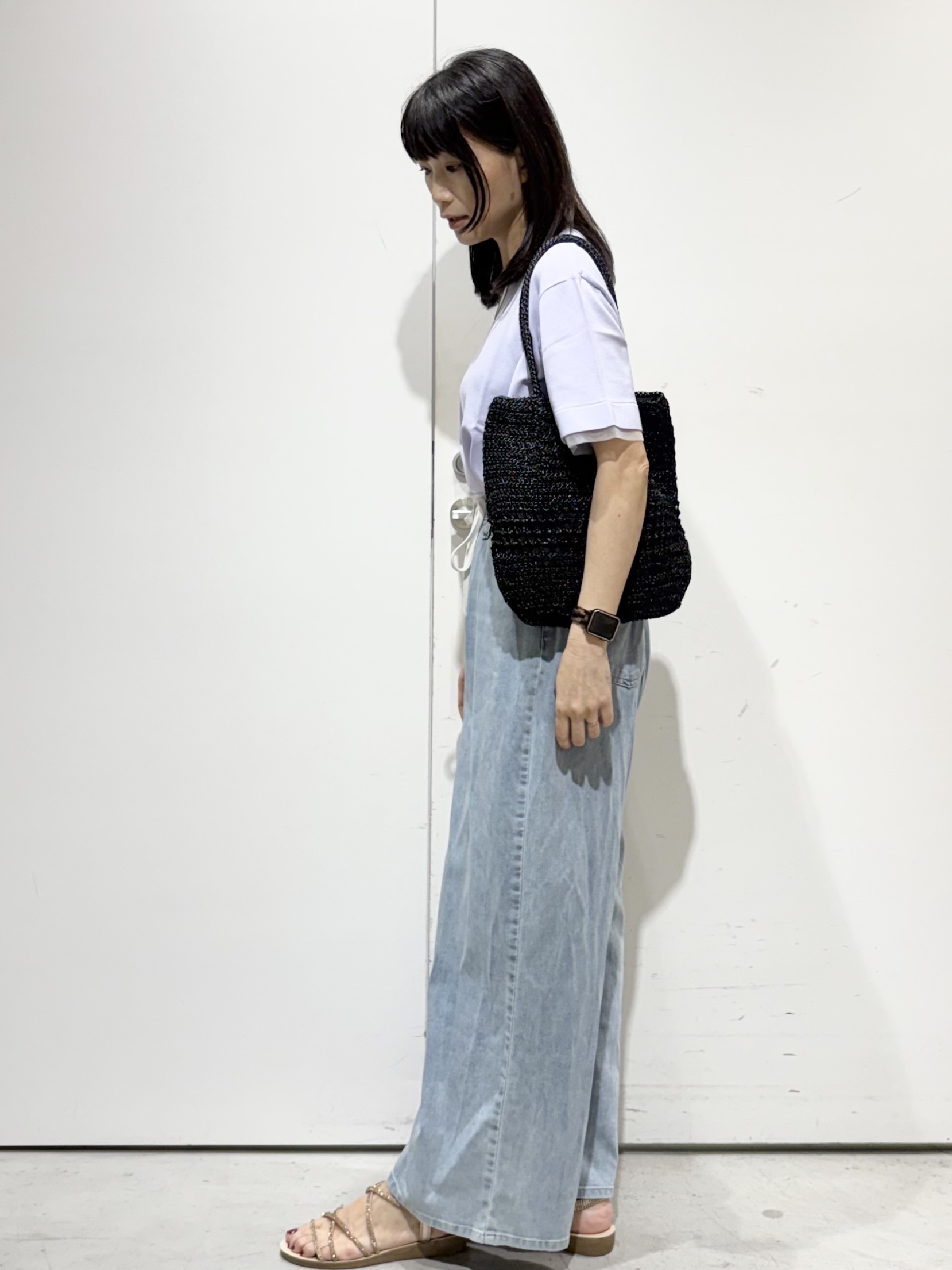 Jさんの「OPAQUE.CLIP｜【UV／接触冷感／抗ピル】シアー＆レイヤード風さらりニット《洗濯機OK》」を使ったコーディネート