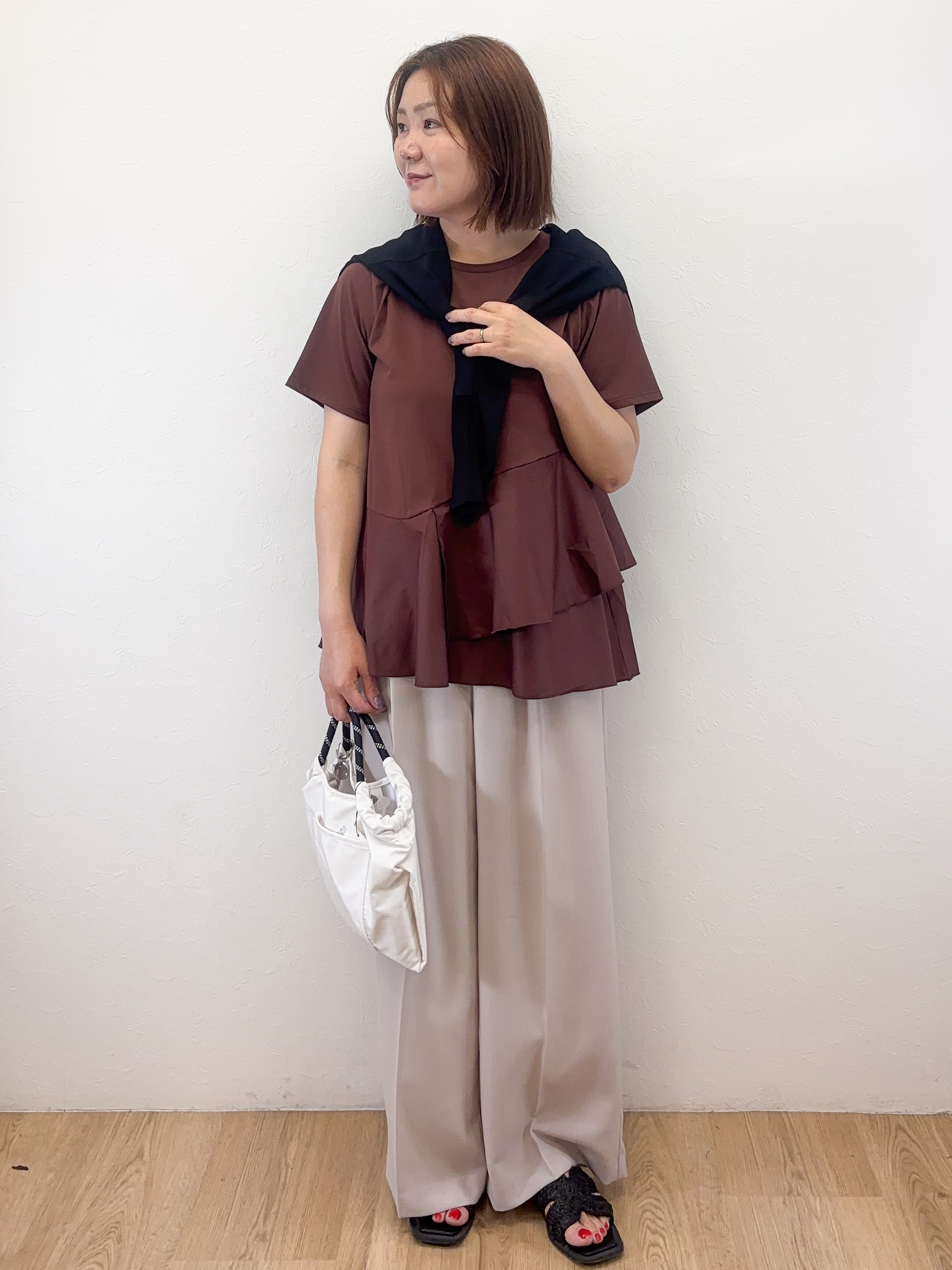 Takeさんの「OPAQUE.CLIP｜【UV／接触冷感】Vネックリラクシーニットカーディガン《洗濯機OK／抗ピル》」を使ったコーディネート
