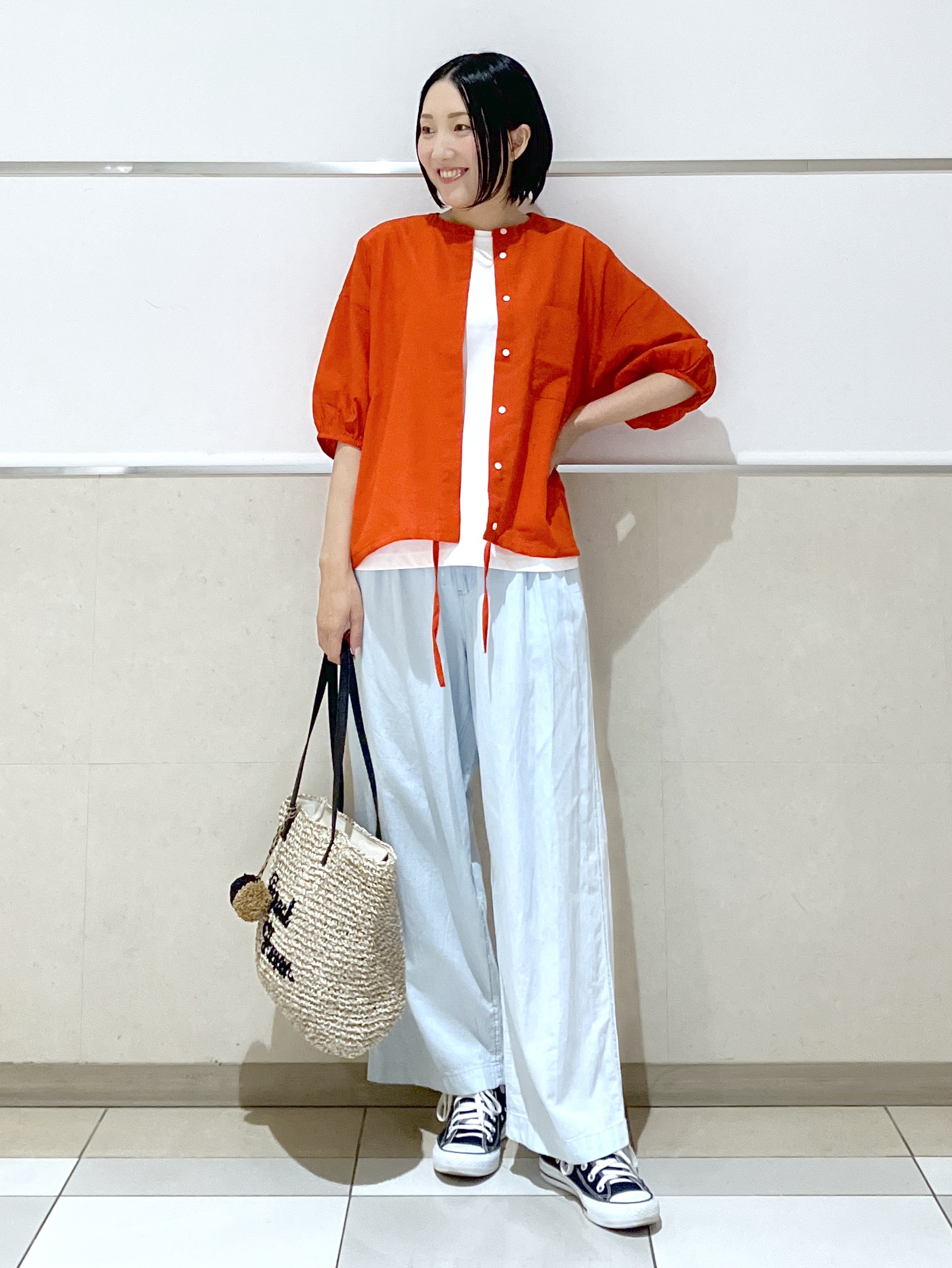 eriko さんの「Dessin｜【高通気/セットアップ可】ハーフスリーブドロストシャツブラウス」を使ったコーディネート