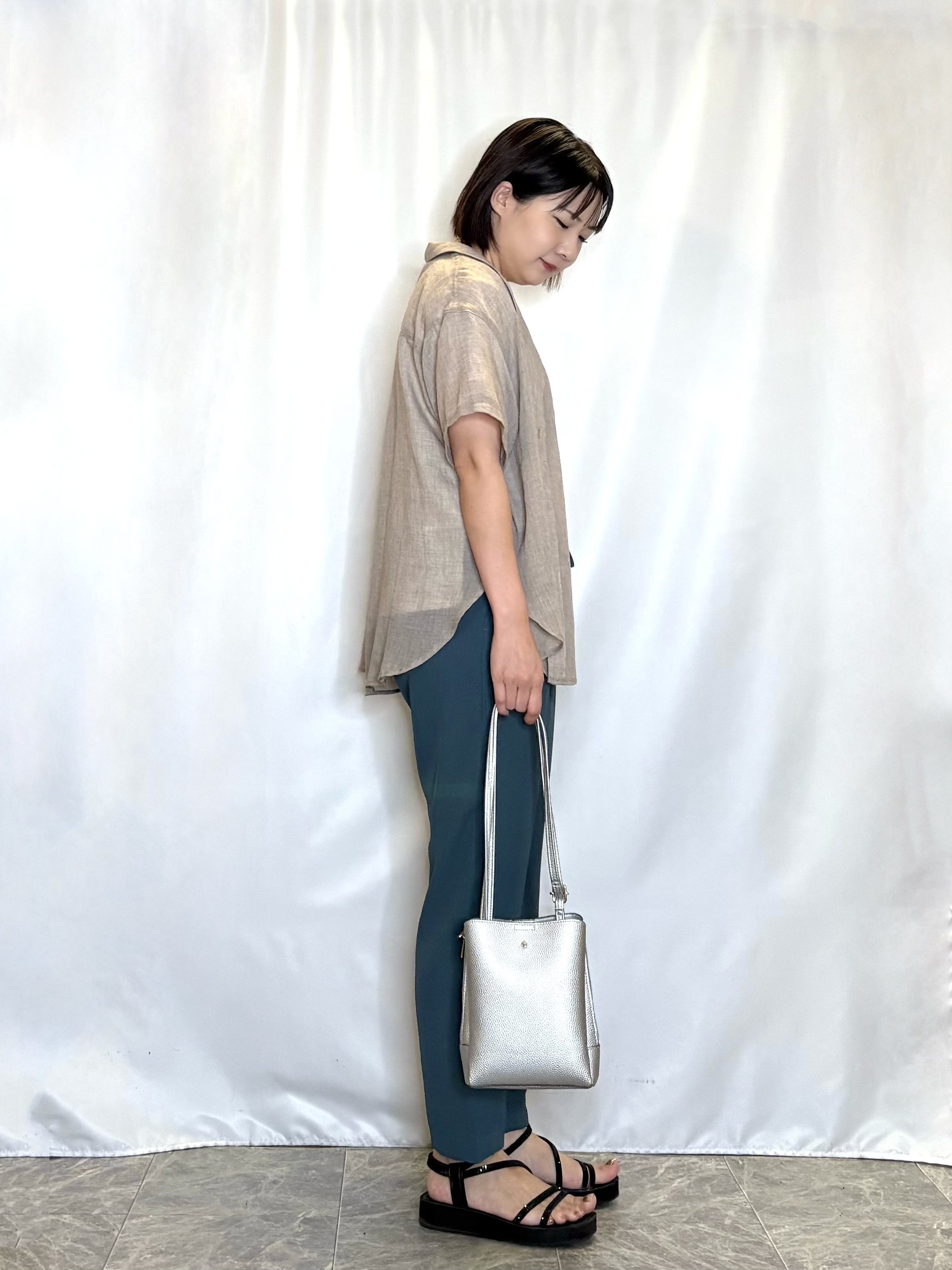 ネリさんの「SHOO･LA･RUE｜【S-LL】ナチュラルに決まる 半袖シアーシャツジャケット」を使ったコーディネート