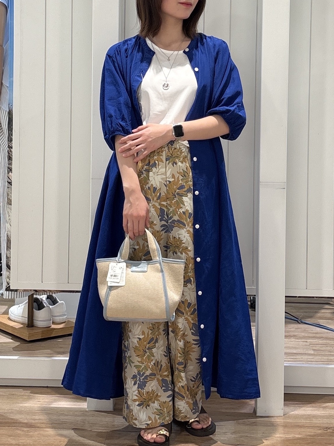 hinakoさんの「Dessin｜【洗える】リネン混シャツワンピース」を使ったコーディネート