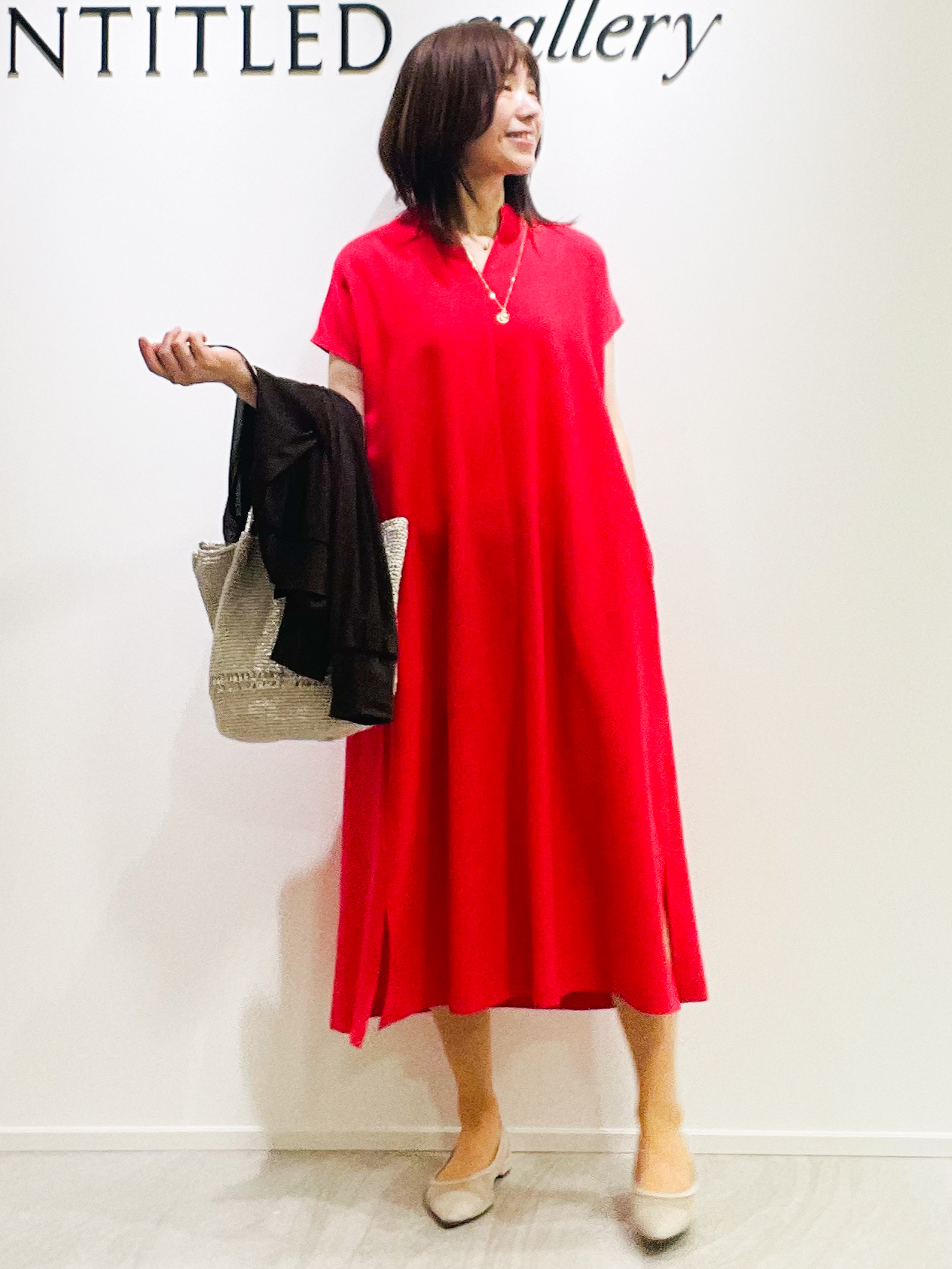 めいさんの「UNTITLED｜【UV/接触冷感/遮熱/通気性】スラブバンドカラーワンピース」を使ったコーディネート