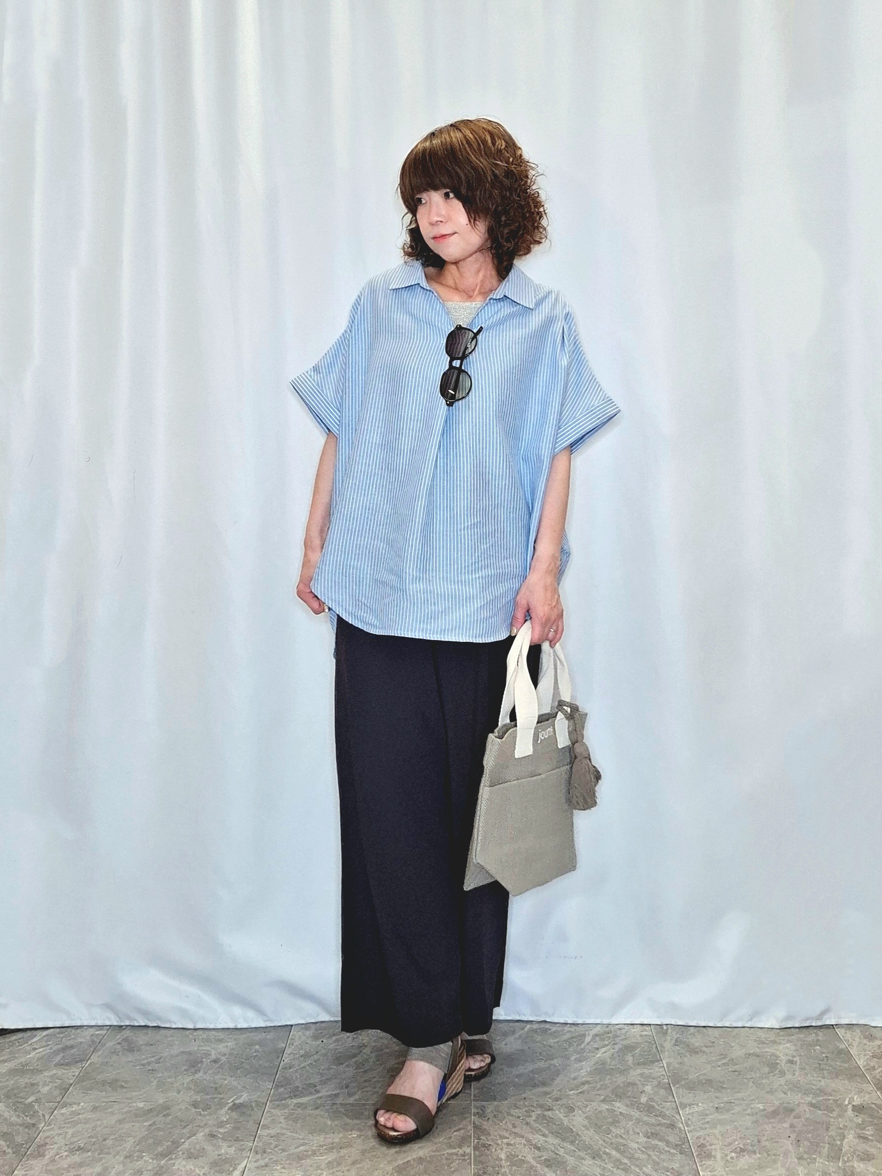 ぬーさんの「SHOO･LA･RUE｜【UV/吸水速乾/抗菌防臭】インせず着られる フレンチリネンスキッパーシャツ」を使ったコーディネート